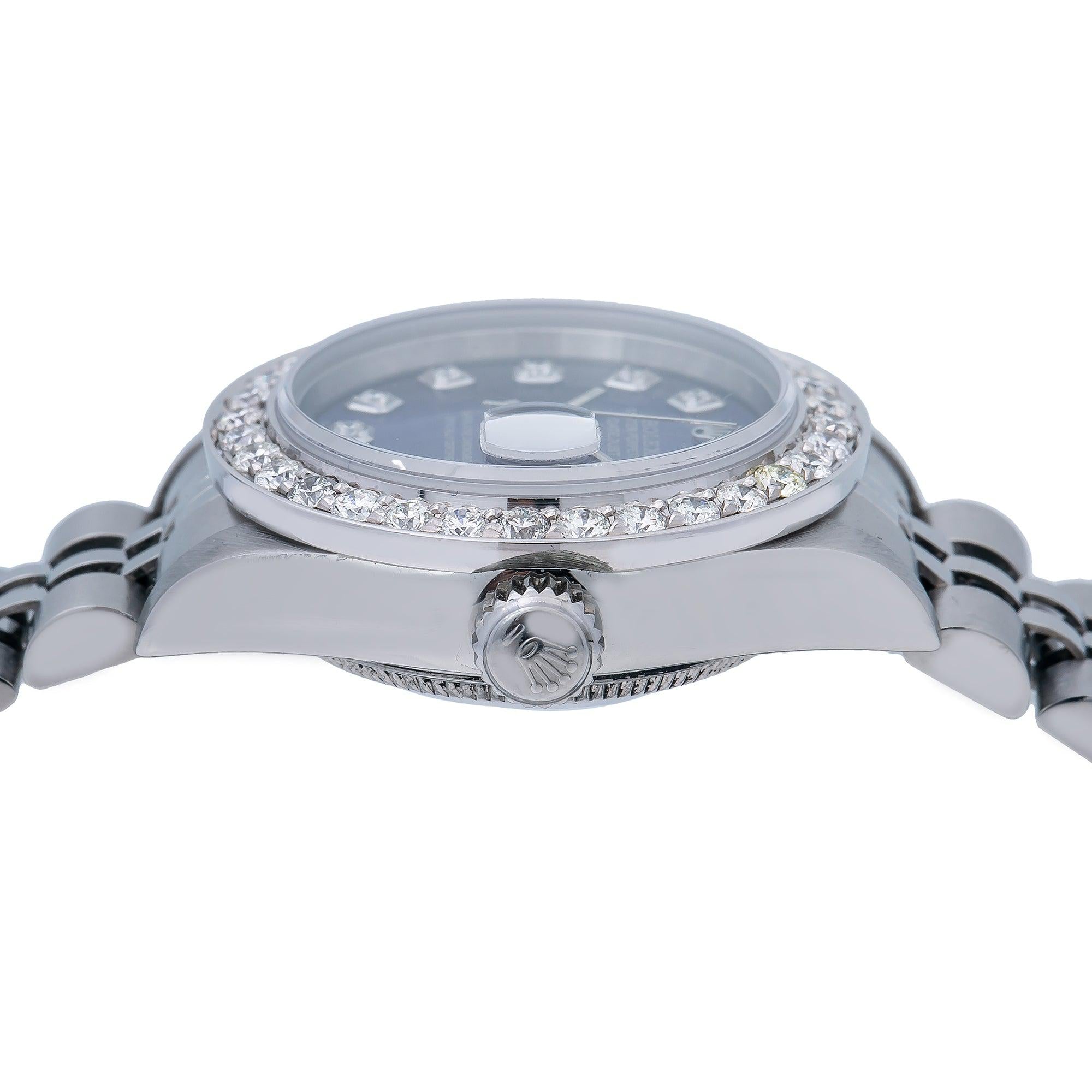 Rolex Lady-Datejust 69174 26MM Blue Diamond Dial With 0.90 CT Diamonds