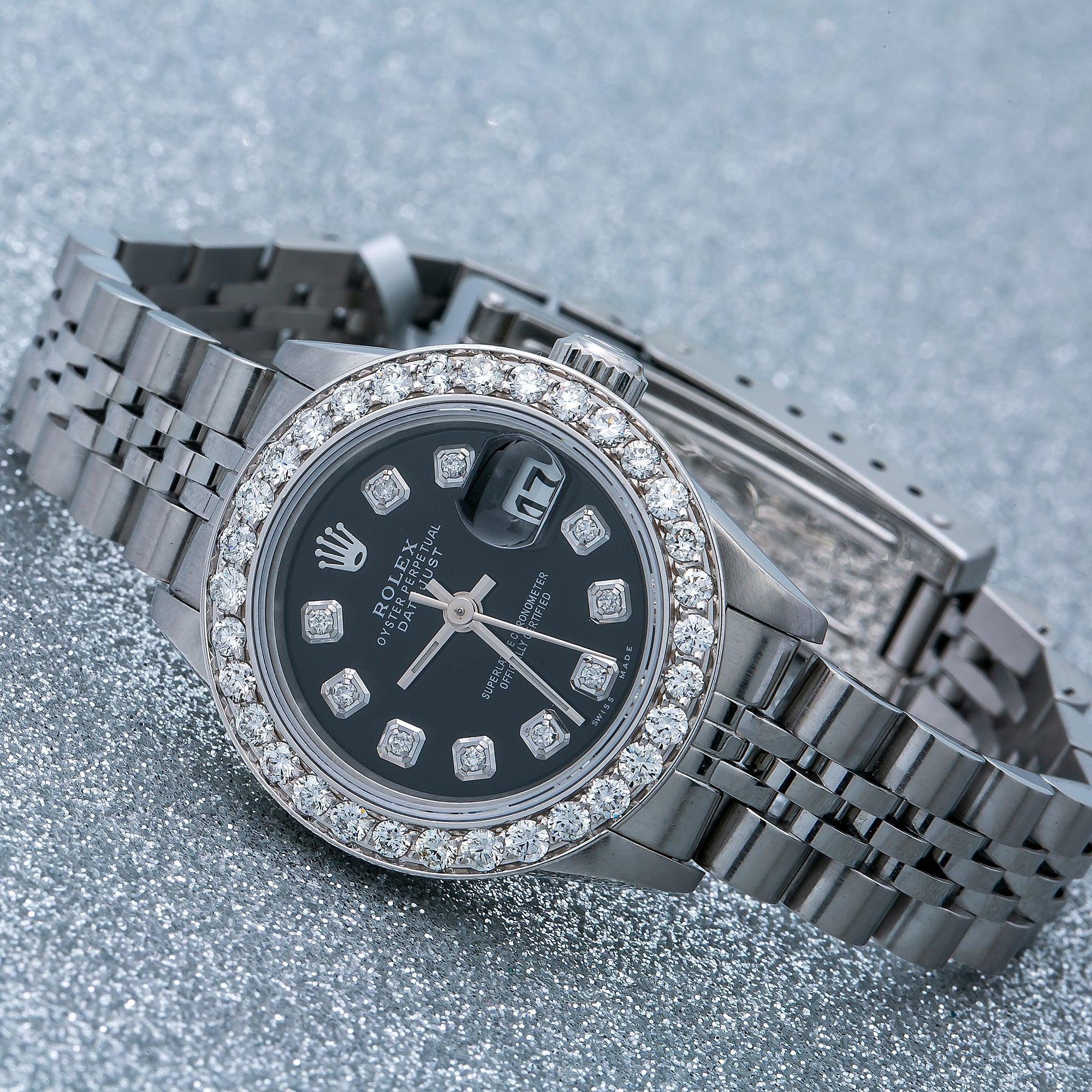 Rolex Lady-Datejust 69174 26MM Black Diamond Dial With 0.90 CT Diamonds