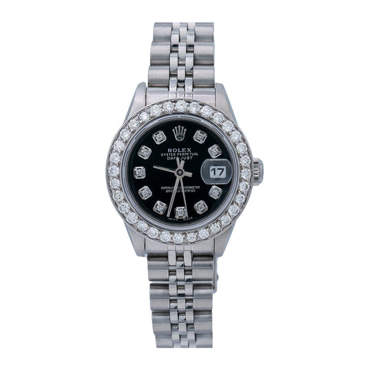 Rolex Lady-Datejust 69174 26MM Black Diamond Dial With 0.90 CT Diamonds