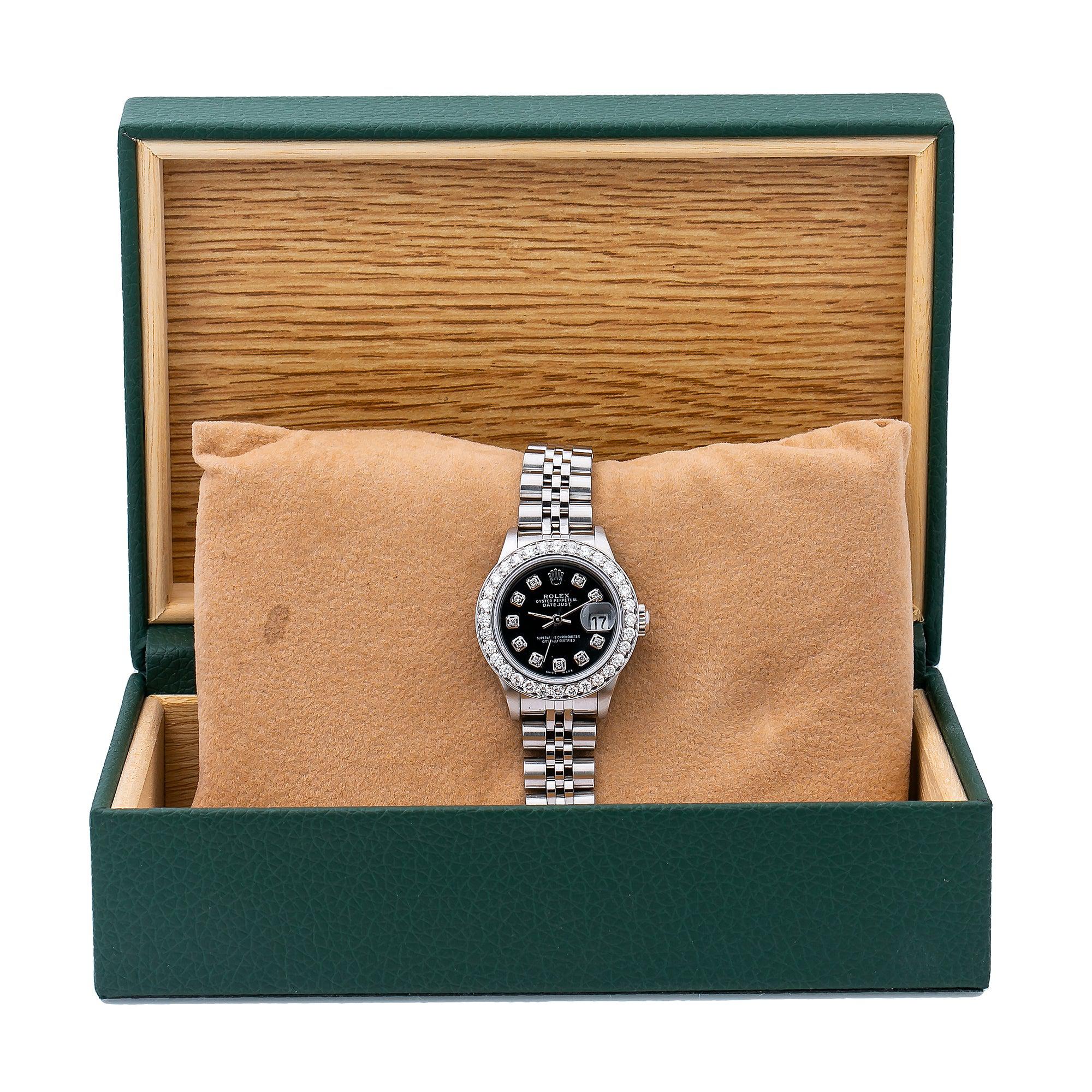 Rolex Lady-Datejust 69174 26MM Black Diamond Dial With 0.90 CT Diamonds