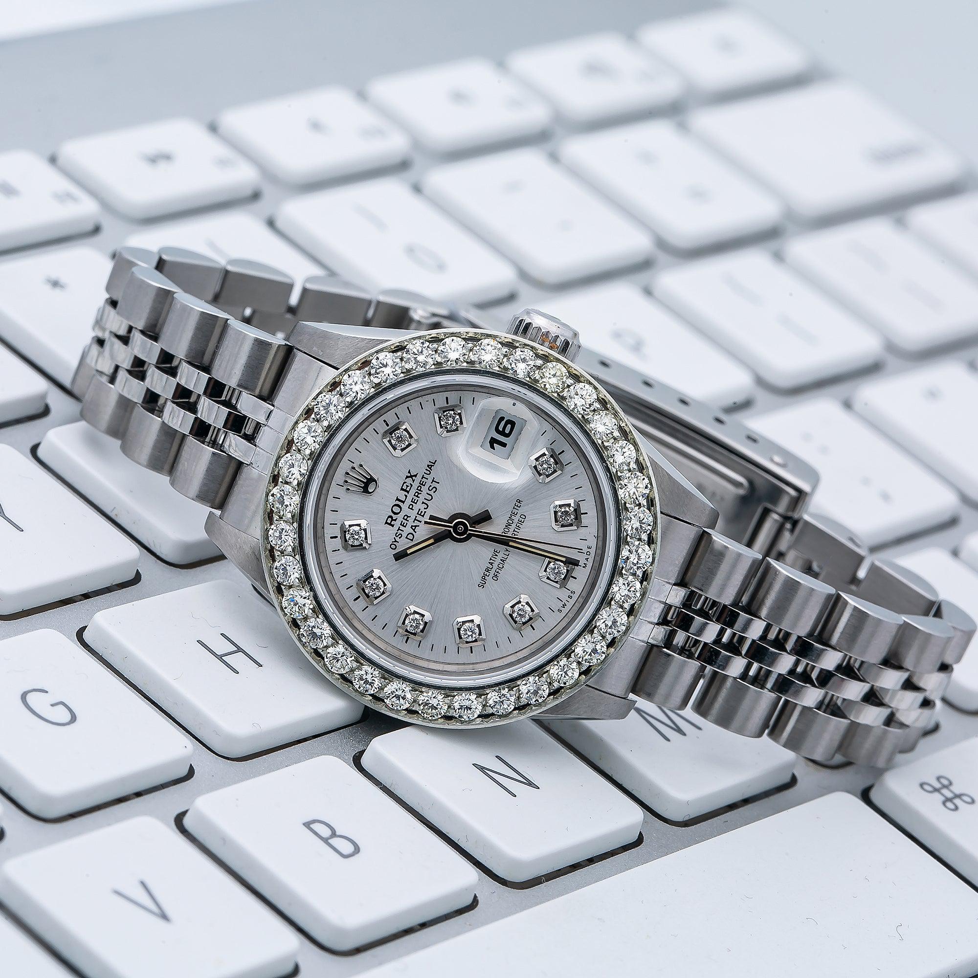 Rolex Lady-Datejust 69174 26MM Silver Diamond Dial With 0.90 CT Diamonds