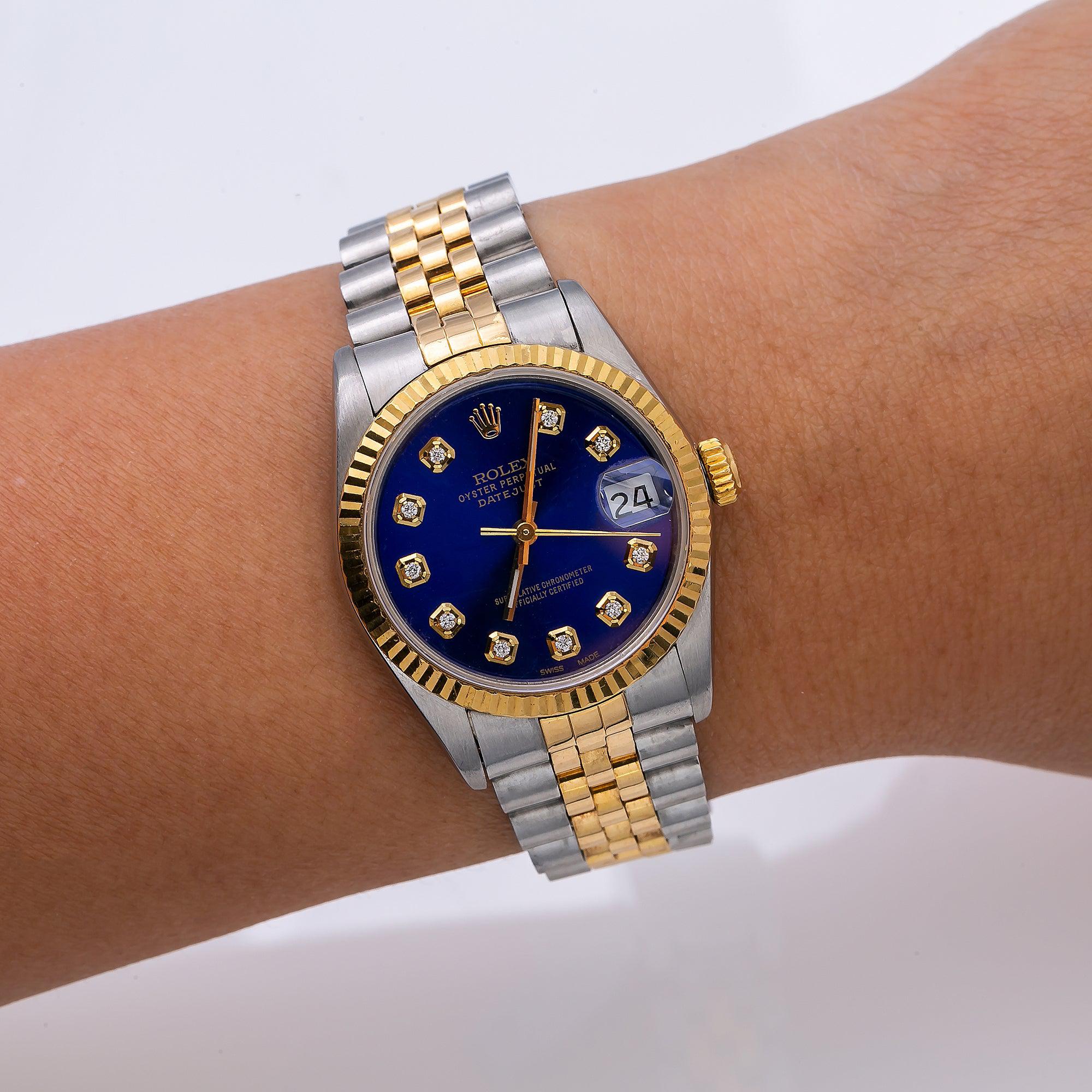 Rolex Lady-Datejust 68273 31MM Blue Diamond Dial With Two Tone Jubilee Bracelet