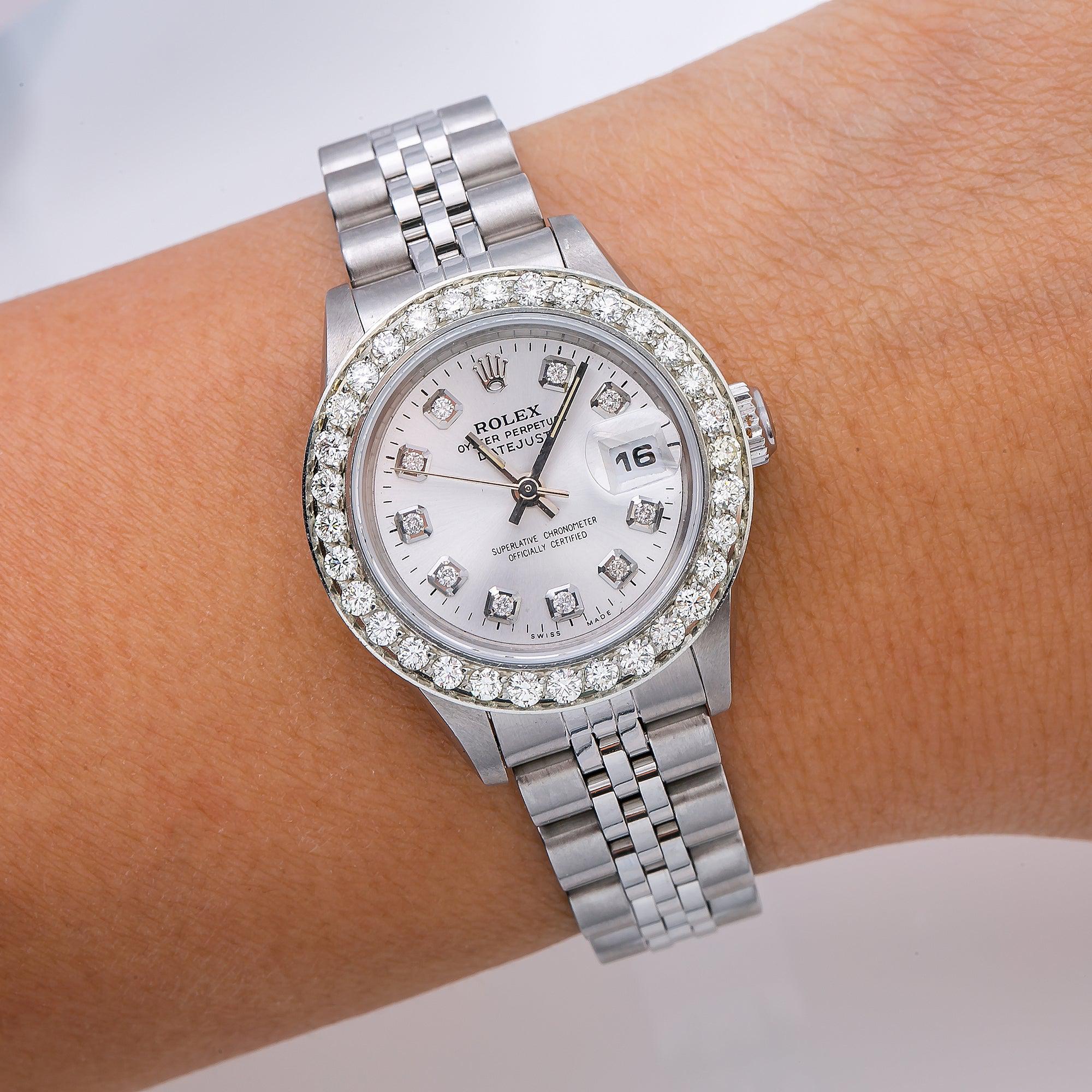 Rolex Lady-Datejust 69174 26MM Silver Diamond Dial With 0.90 CT Diamonds