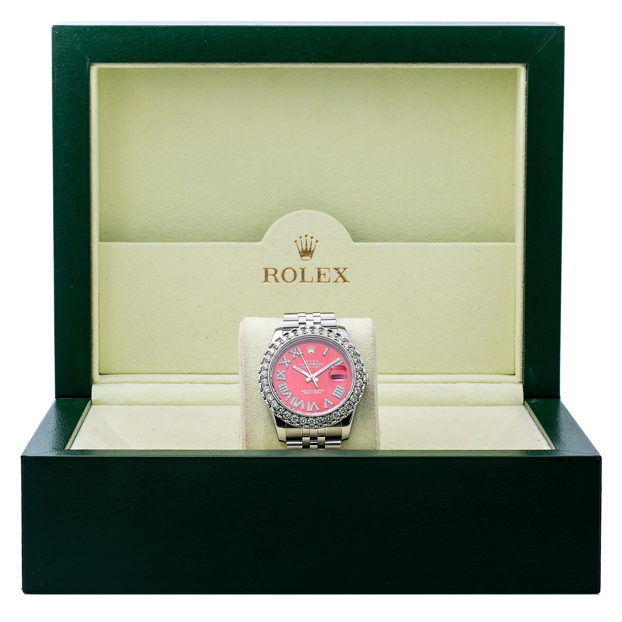 Rolex Datejust 116200 36MM Red Diamond Dial With Stainless Steel Jubilee Bracelet