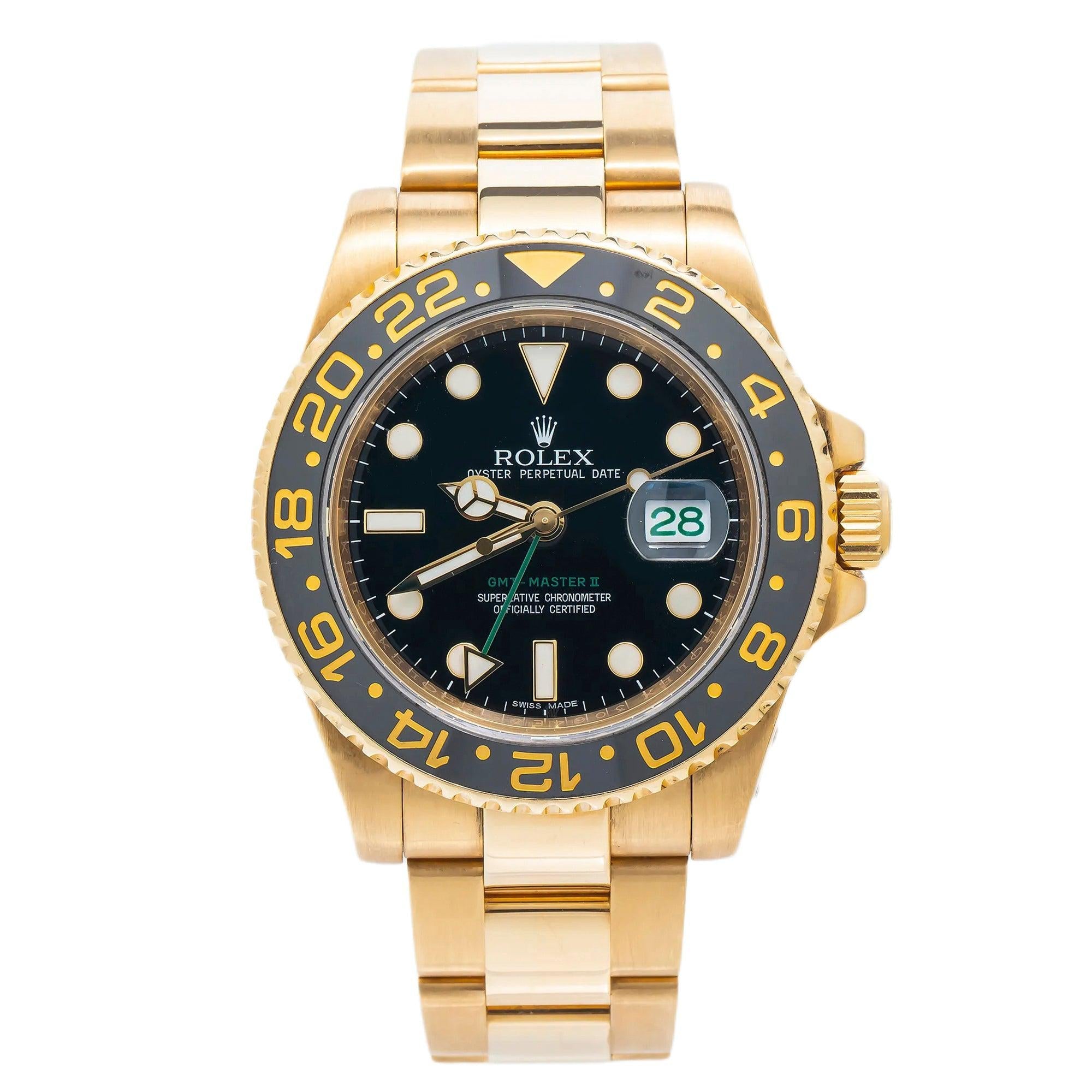 Rolex GMT Master II 116718 40MM Black Dial With Yellow Gold Oyster Bracelet