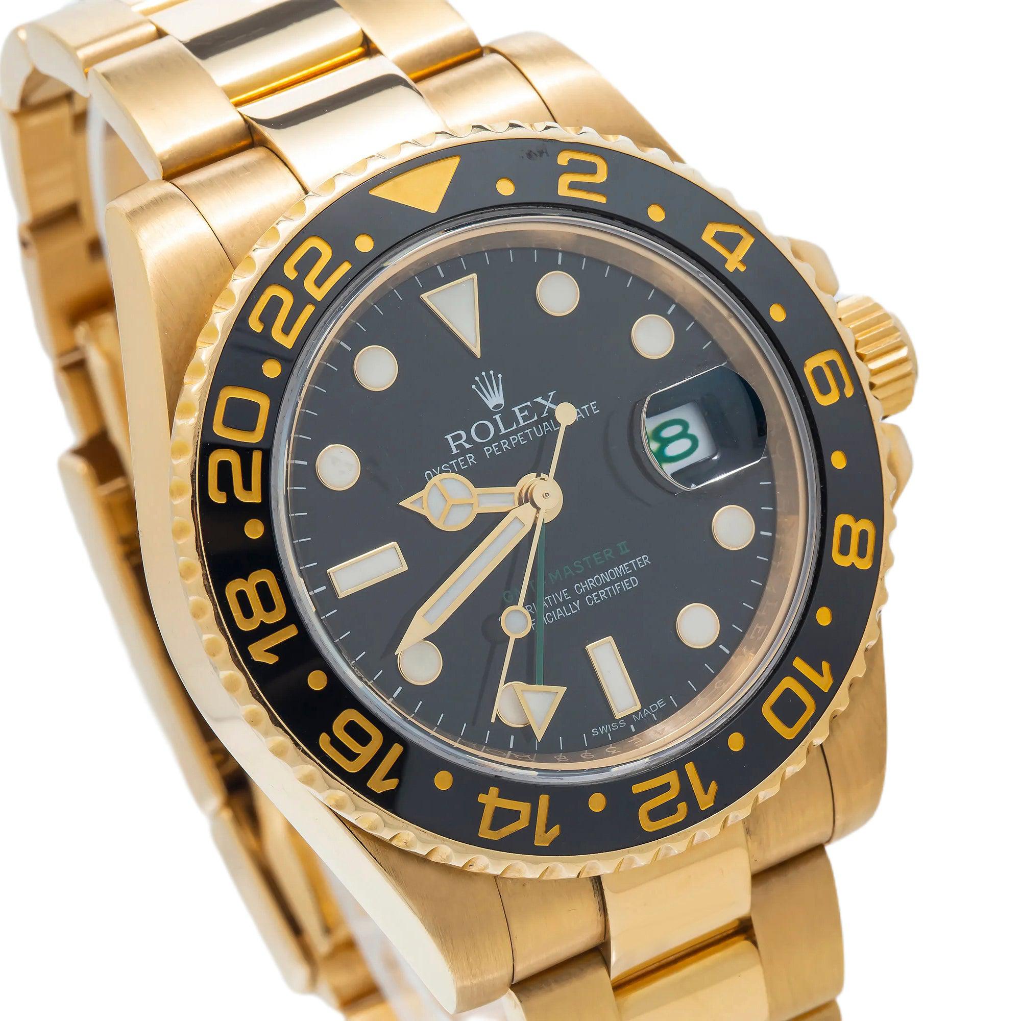 Rolex GMT Master II 116718 40MM Black Dial With Yellow Gold Oyster Bracelet