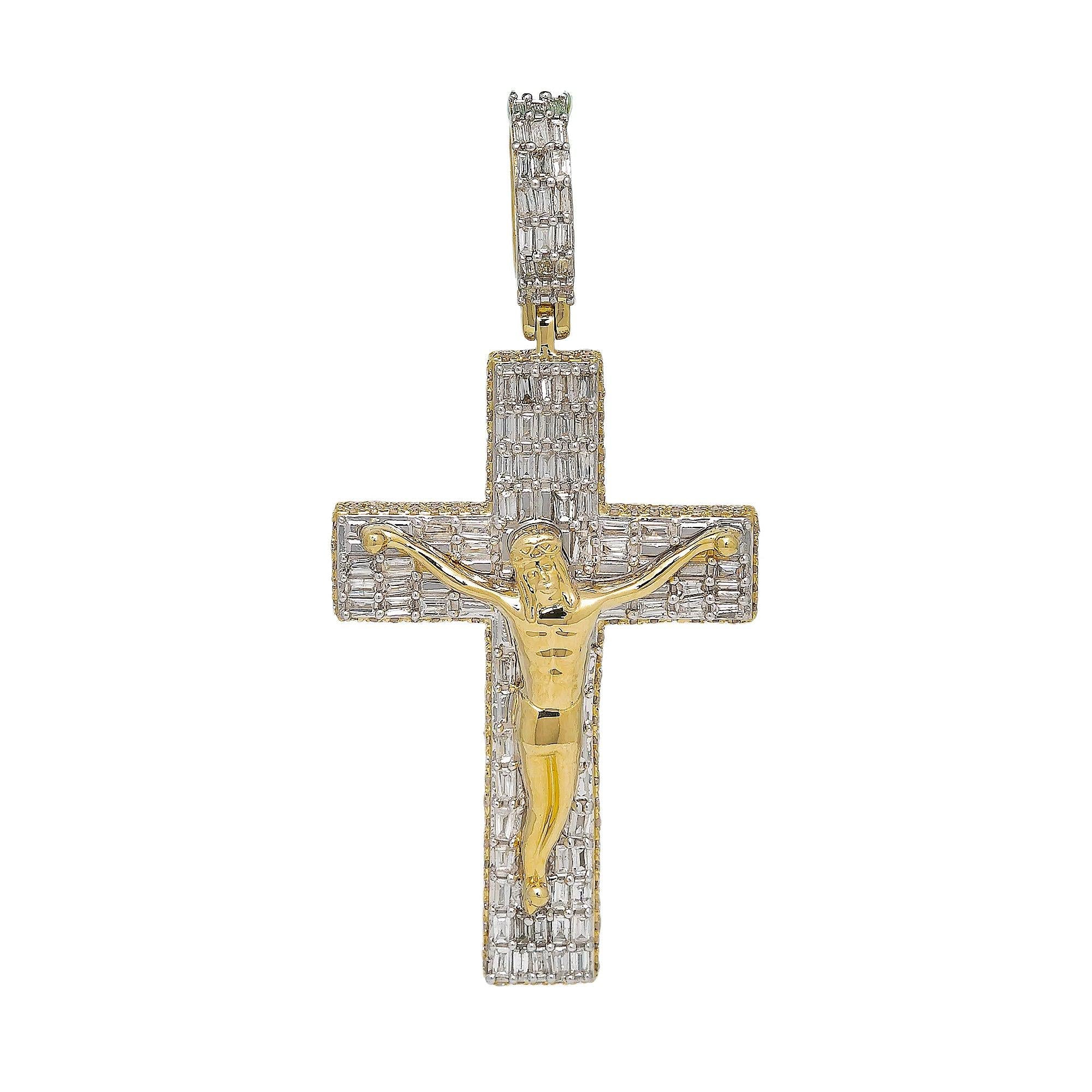 10K YELLOW GOLD CRUCIFIX PENDANT WITH 2.40 CT DIAMONDS