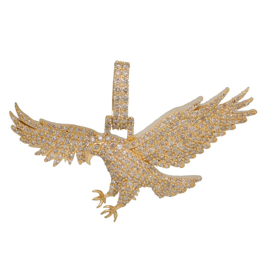 10K YELLOW GOLD EAGLE PENDANT WITH 4.00 CT DIAMONDS
