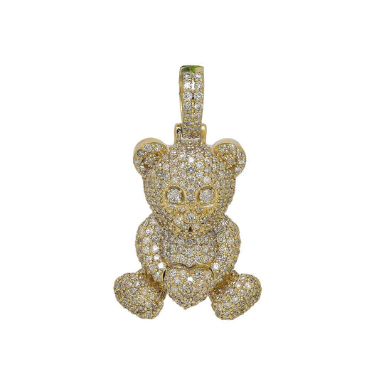 10K YELLOW GOLD BEAR PENDANT WITH 3.00 CT DIAMONDS