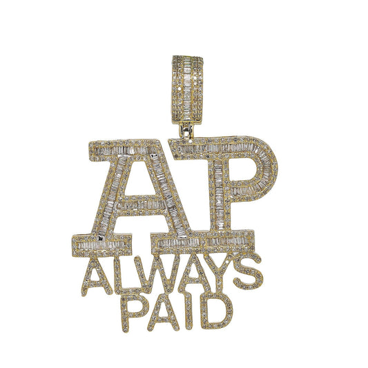 10K YELLOW GOLD "AP ALWAYS PAID" PENDANT WITH 1.65 CT DIAMONDS