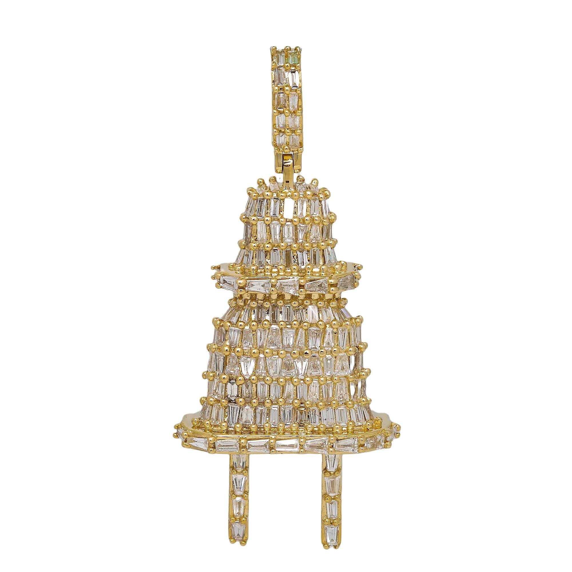 10K YELLOW GOLD PLUG PENDANT WITH 2.5 CT DIAMONDS