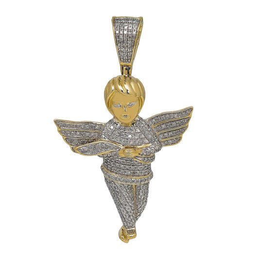 10K YELLOW GOLD ANGEL PENDANT WITH 1.85 CT DIAMONDS