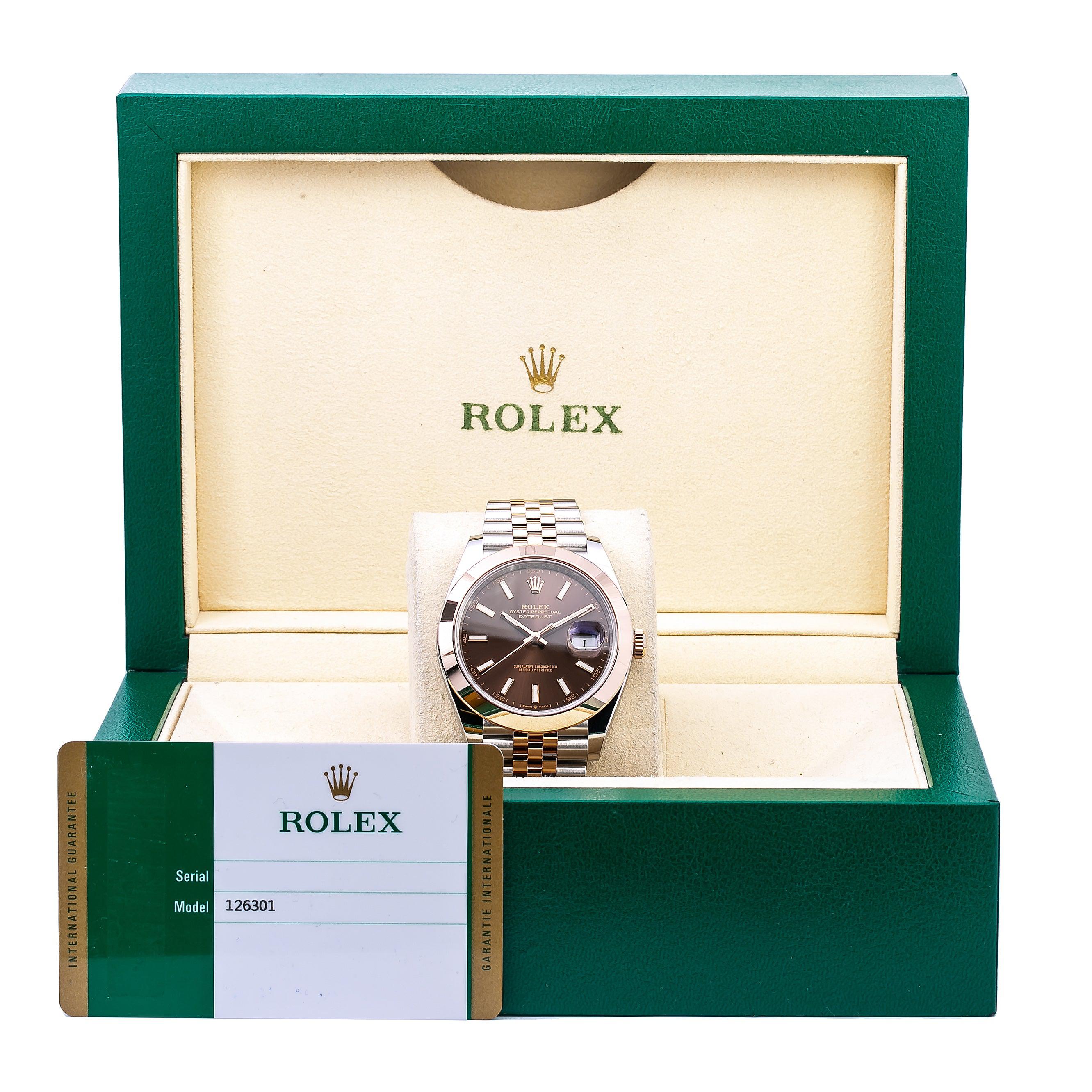 Rolex Datejust Diamond Watch, 126301 41mm, Brown Custom Diamond Dial With Two Tone Jubilee Bracelet