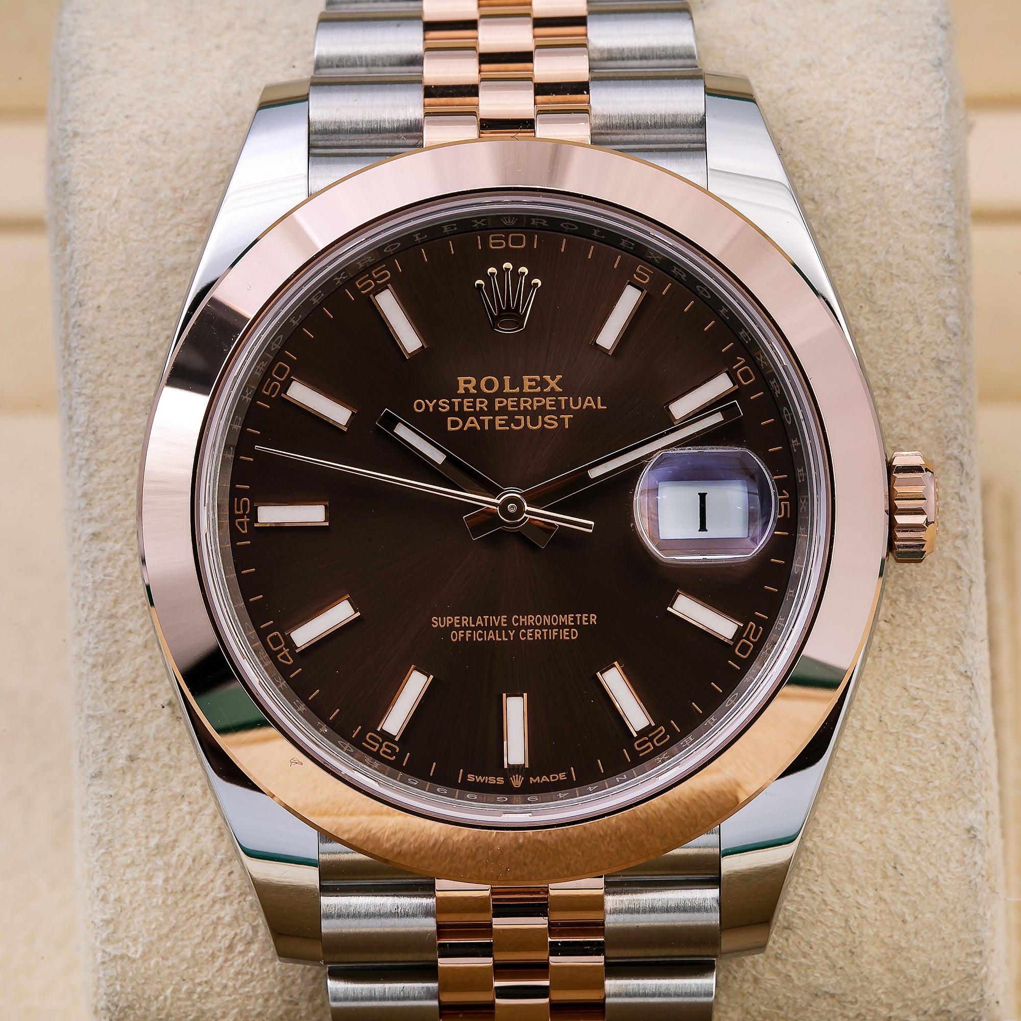 Rolex Datejust Diamond Watch, 126301 41mm, Brown Custom Diamond Dial With Two Tone Jubilee Bracelet