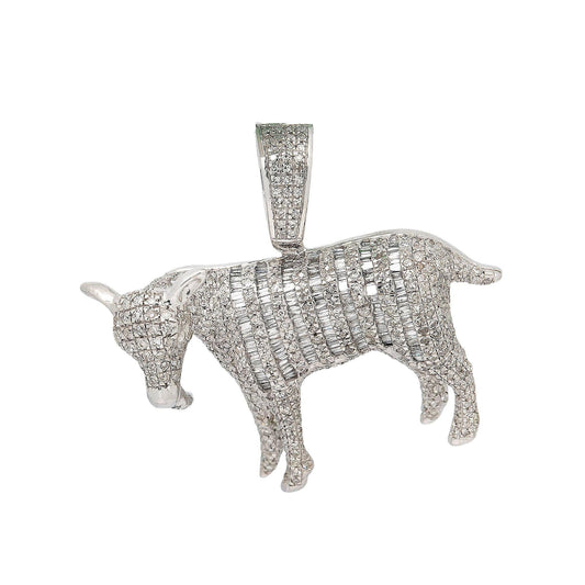 10K WHITE GOLD GOAT PENDANT WITH 2.40 CT DIAMONDS