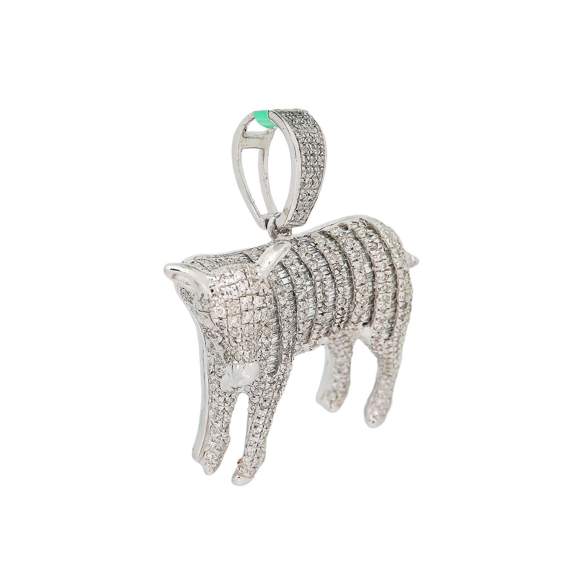 10K WHITE GOLD GOAT PENDANT WITH 2.40 CT DIAMONDS