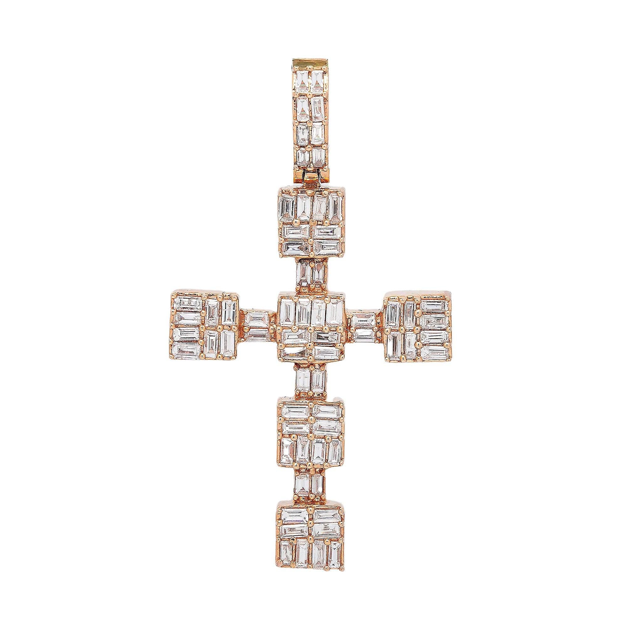 10K ROSE GOLD CROSS PENDANT WITH 1.20 CT DIAMONDS