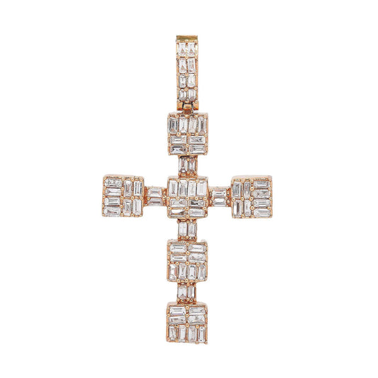 10K ROSE GOLD CROSS PENDANT WITH 1.20 CT DIAMONDS
