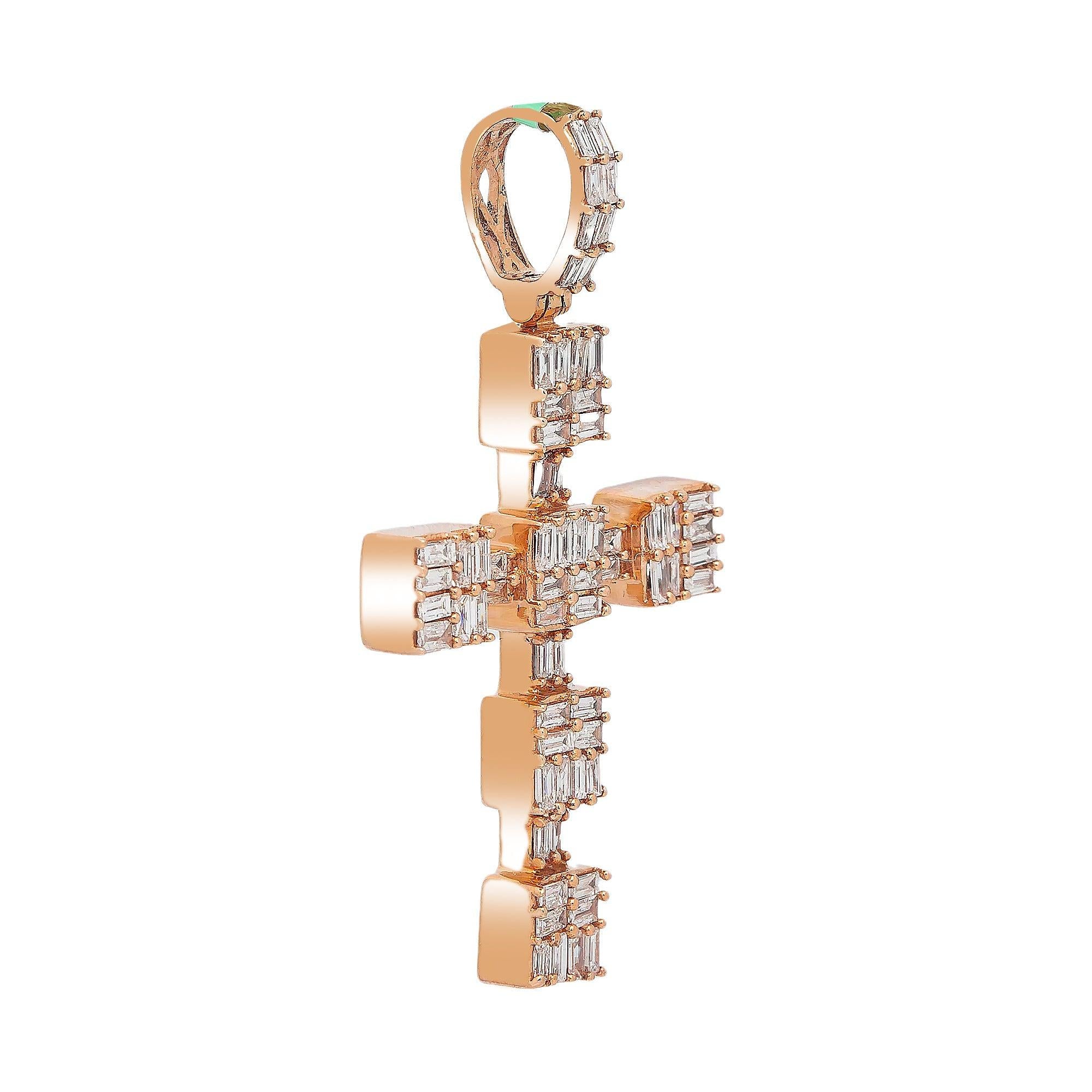 10K ROSE GOLD CROSS PENDANT WITH 1.20 CT DIAMONDS