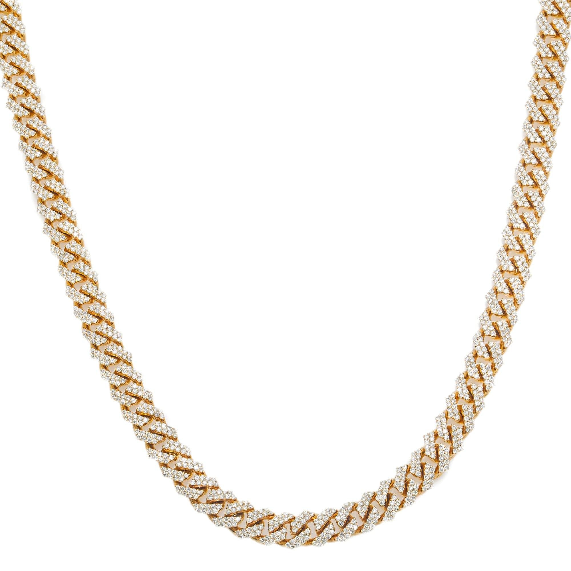 14K GOLD DIAMOND 18"/7MM CUBAN LINK CHAIN 9.85 CT