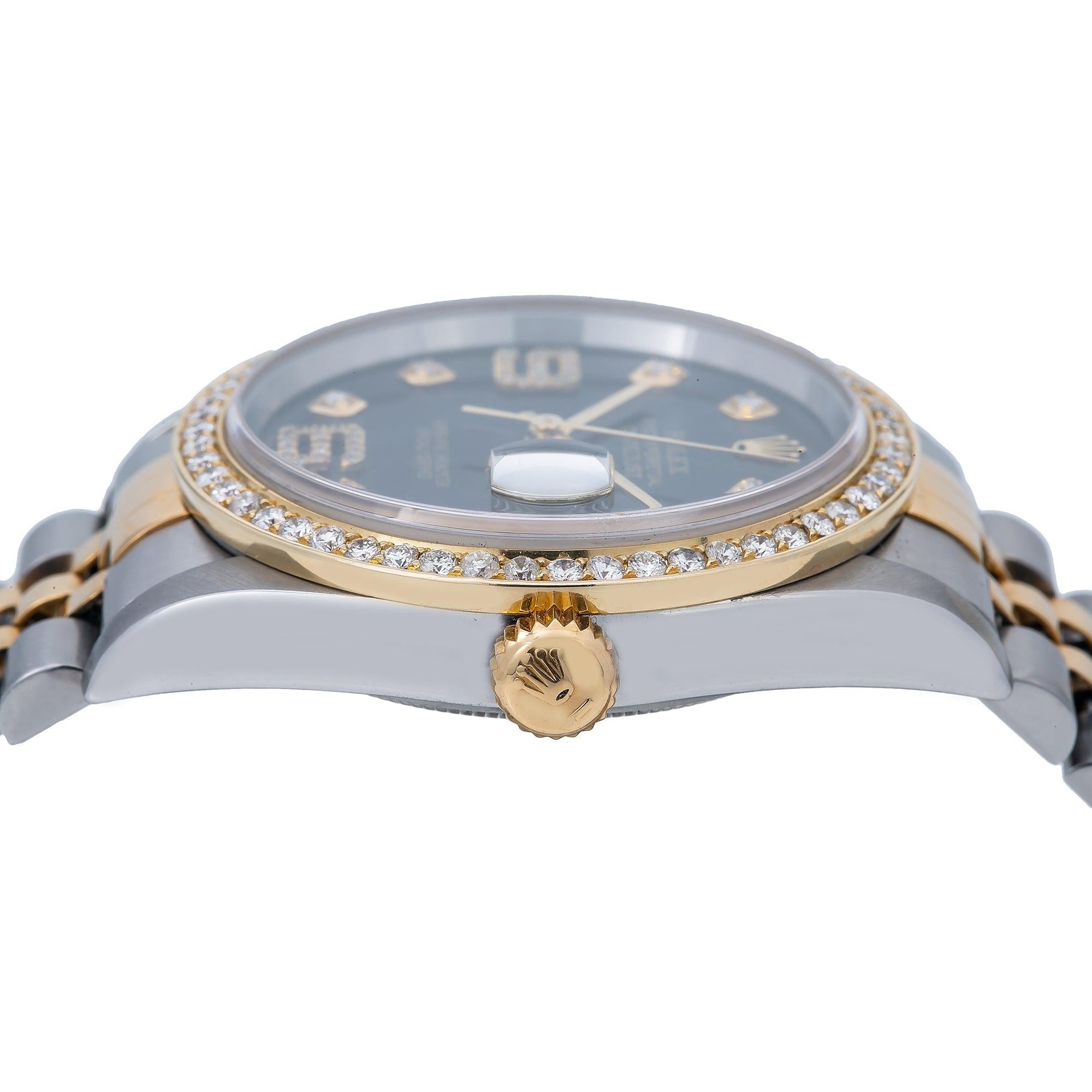 Rolex Datejust 16233 36MM Black Diamond Dial With 1.20 CT Diamonds