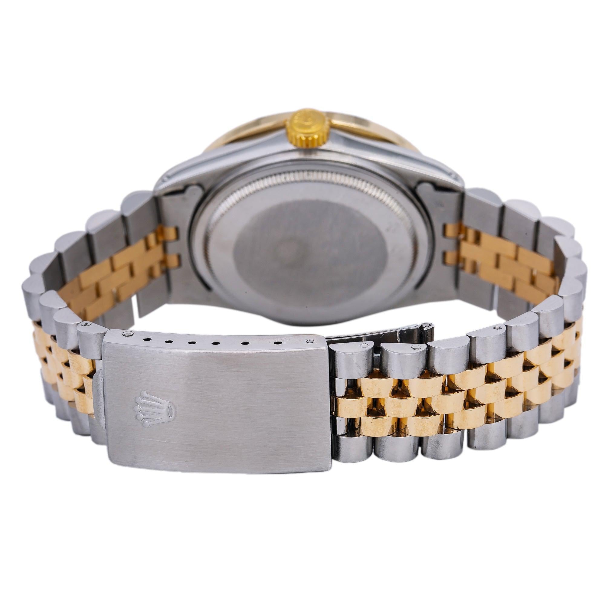 Rolex Datejust Diamond Watch 16014 36mm Blue Custom Diamond Dial With 1.35 CT Diamonds