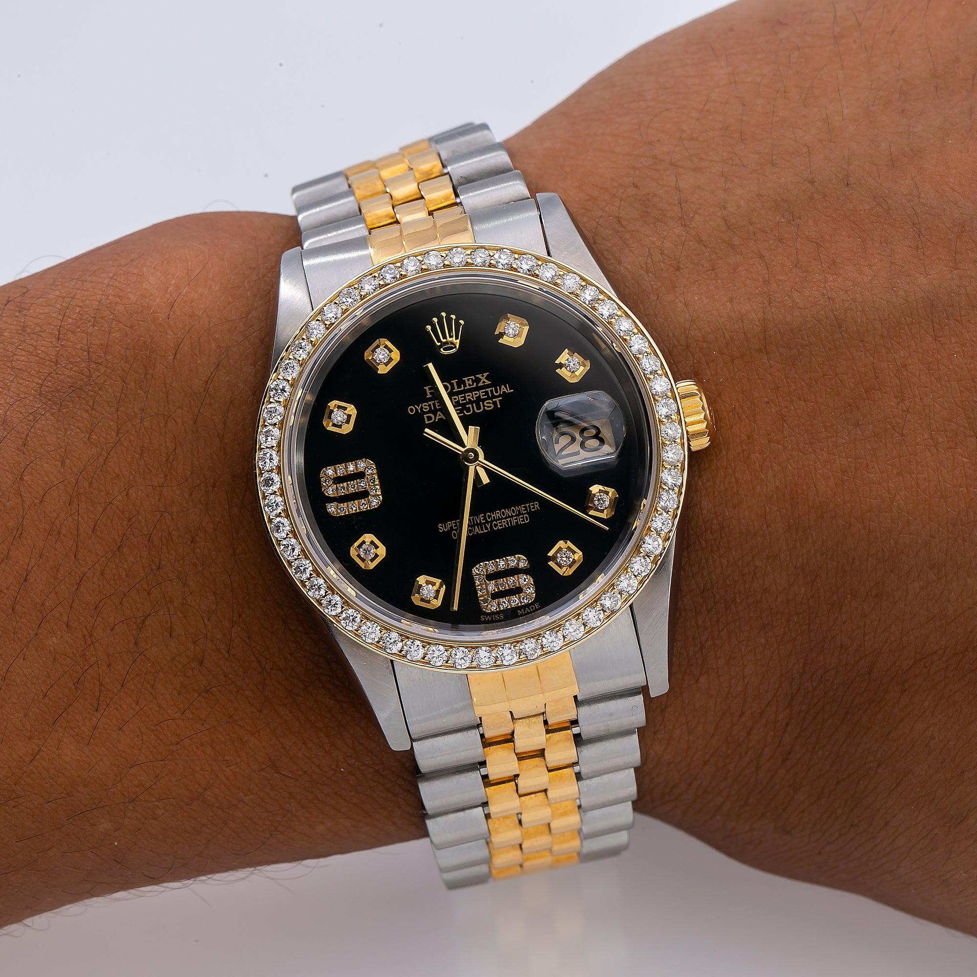 Rolex Datejust 16233 36MM Black Diamond Dial With 1.20 CT Diamonds