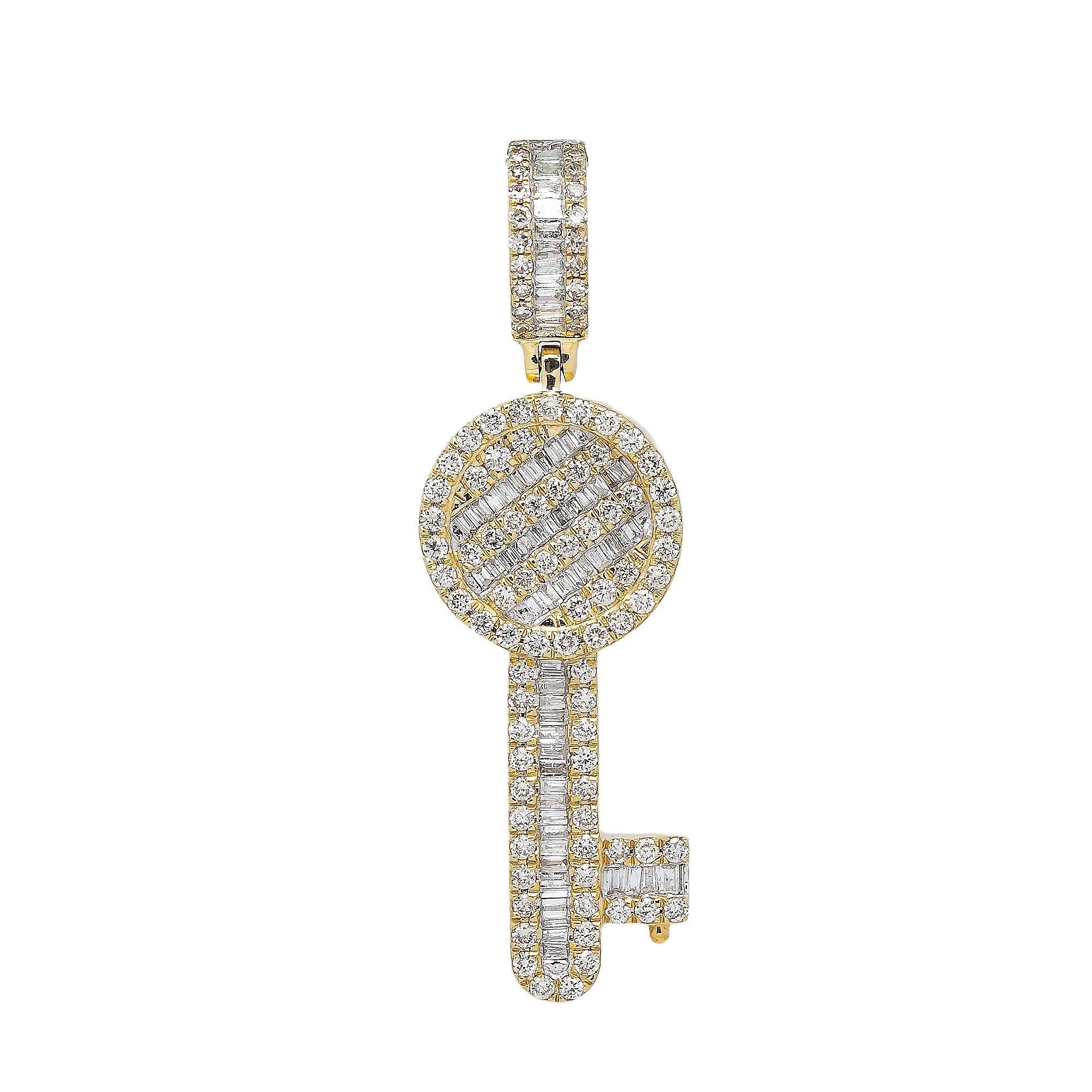 14K YELLOW GOLD OVAL KEY PENDANT WITH 2.65 CT DIAMONDS