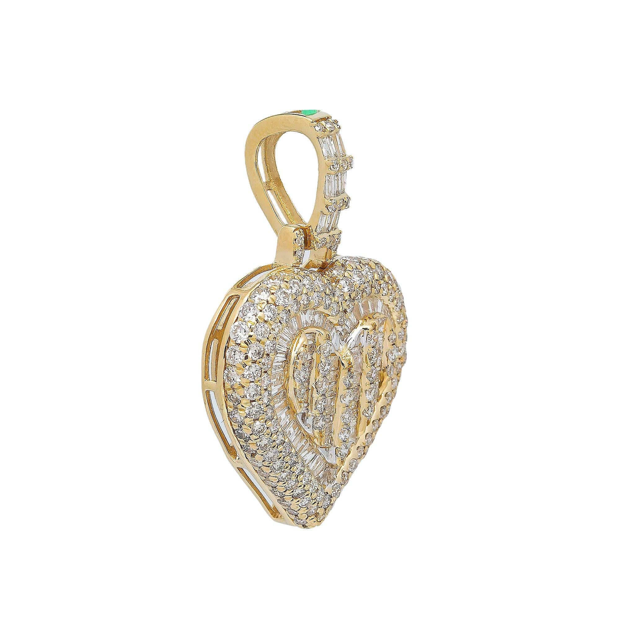 14K YELLOW GOLD HEART PENDANT WITH 2.65 CT DIAMONDS