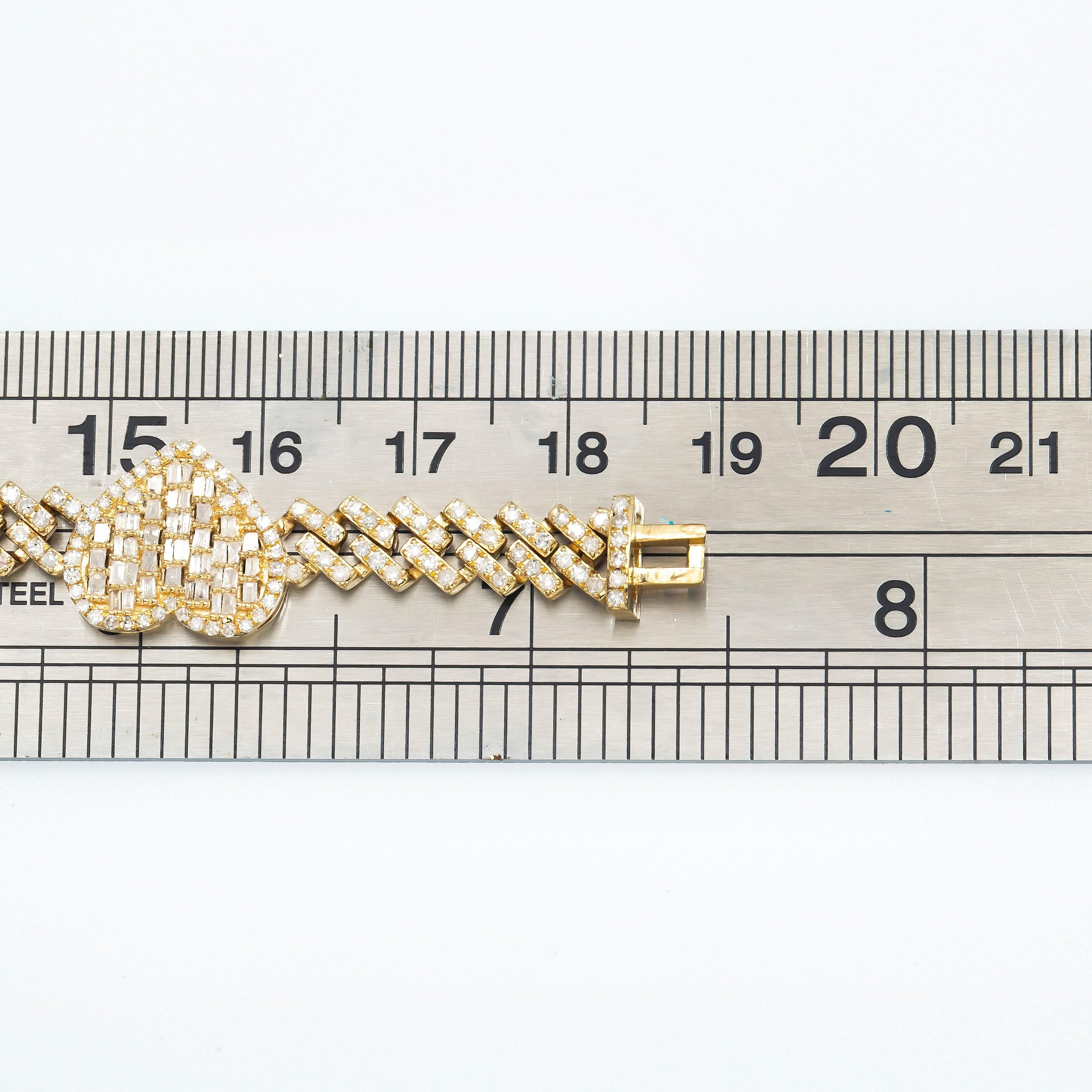 14K GOLD CUBAN HEARTS BRACELET 3.59 CT DIAMONDS
