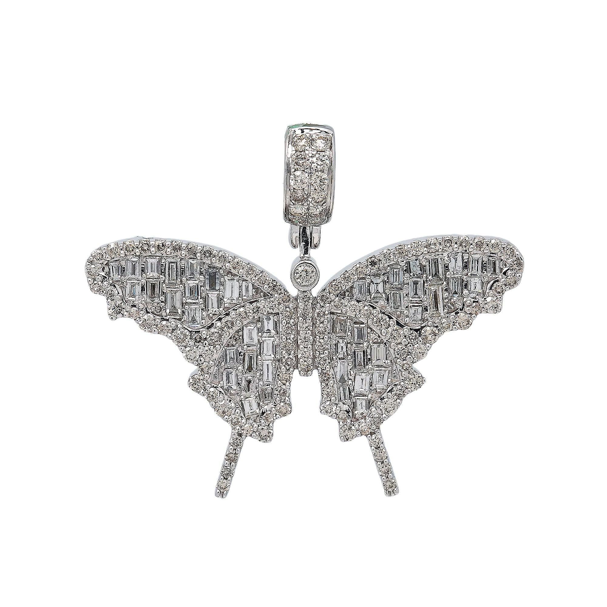 14K WHITE GOLD BUTTERFLY PENDANT WITH 2.81 CT DIAMONDS