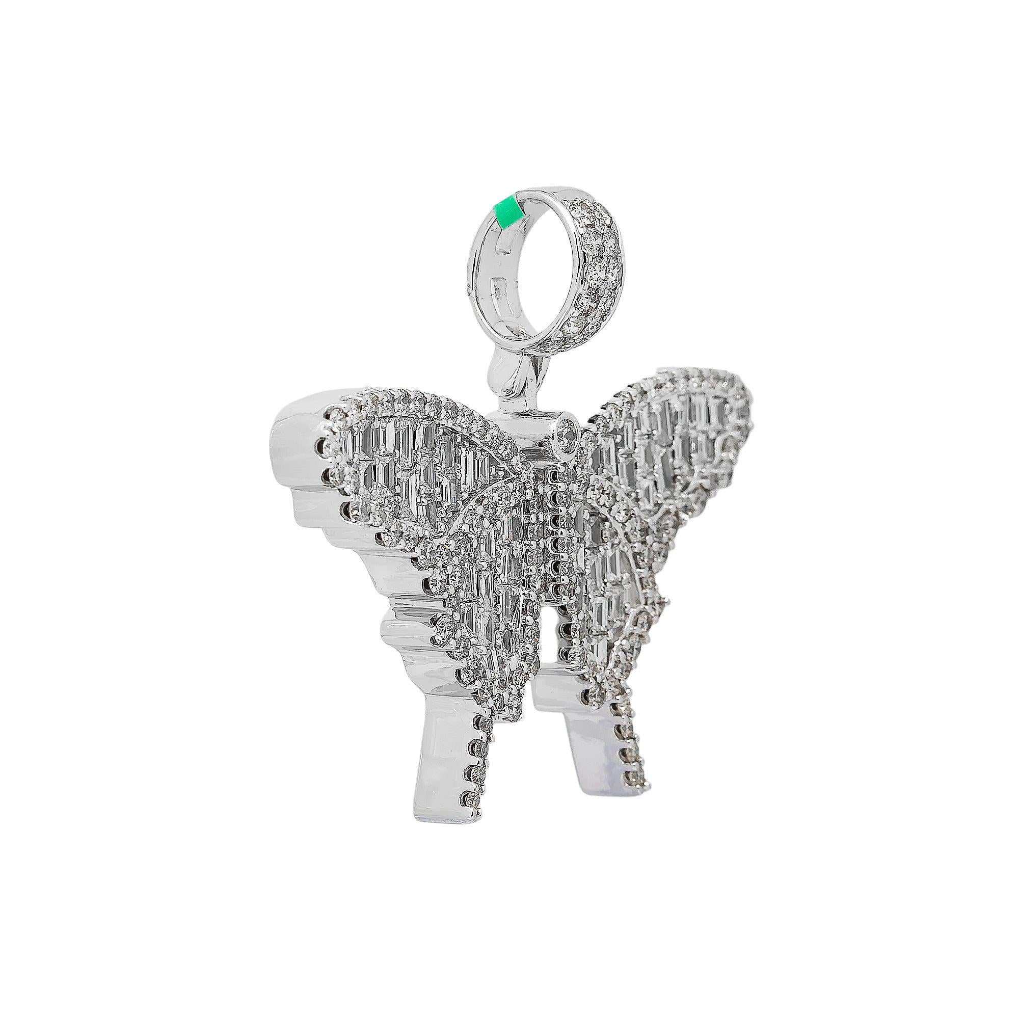 14K WHITE GOLD BUTTERFLY PENDANT WITH 2.81 CT DIAMONDS