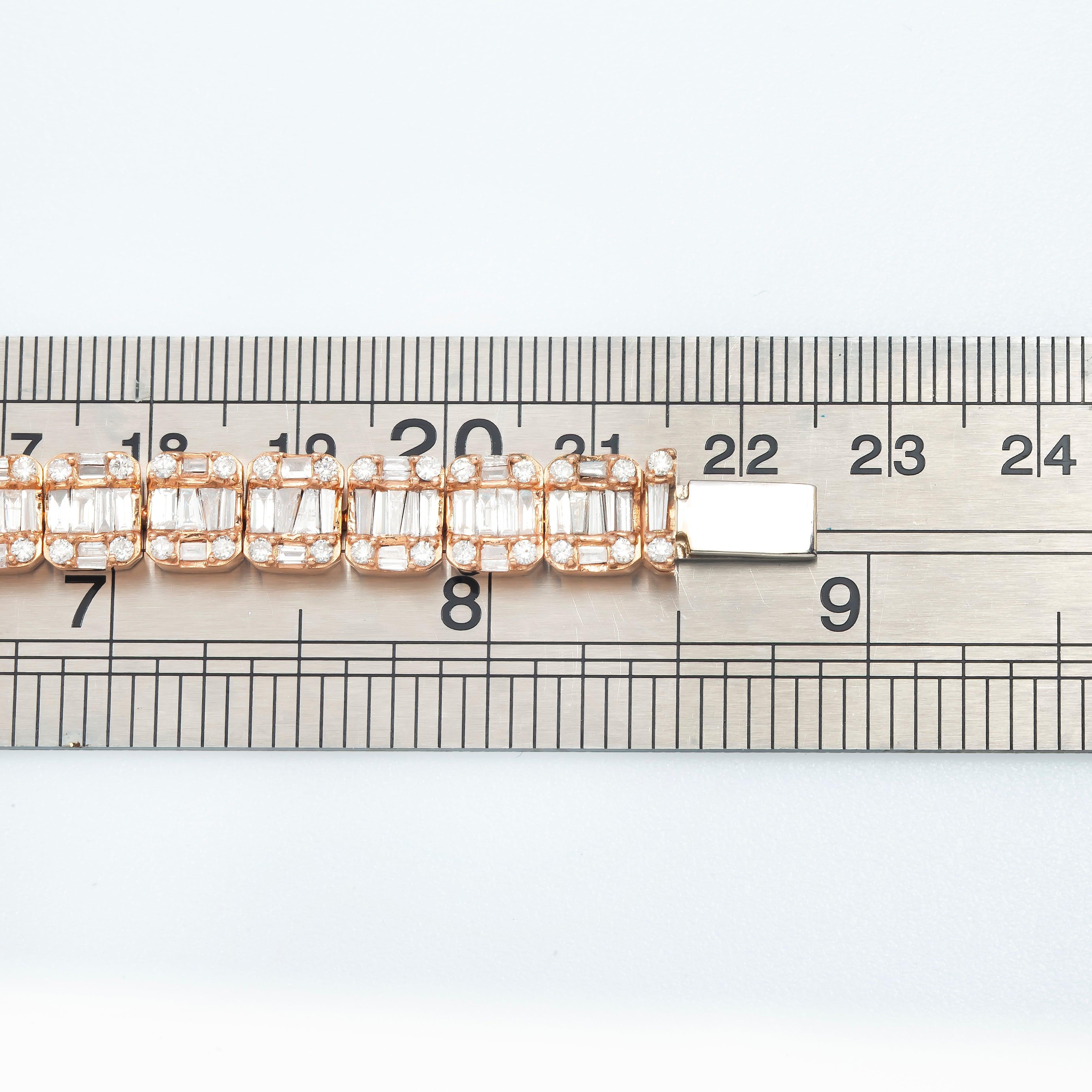 14K GOLD BAGUETTE DIAMONDS BRACELET 9.53 CT