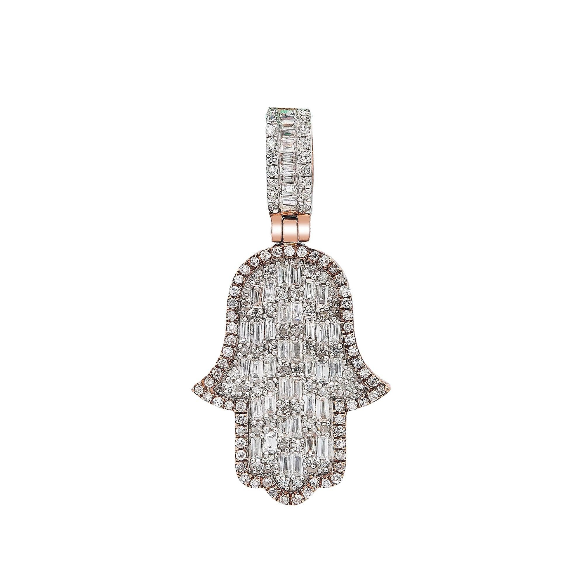 14K ROSE GOLD HAMSA PENDANT WITH 0.85 CT DIAMONDS