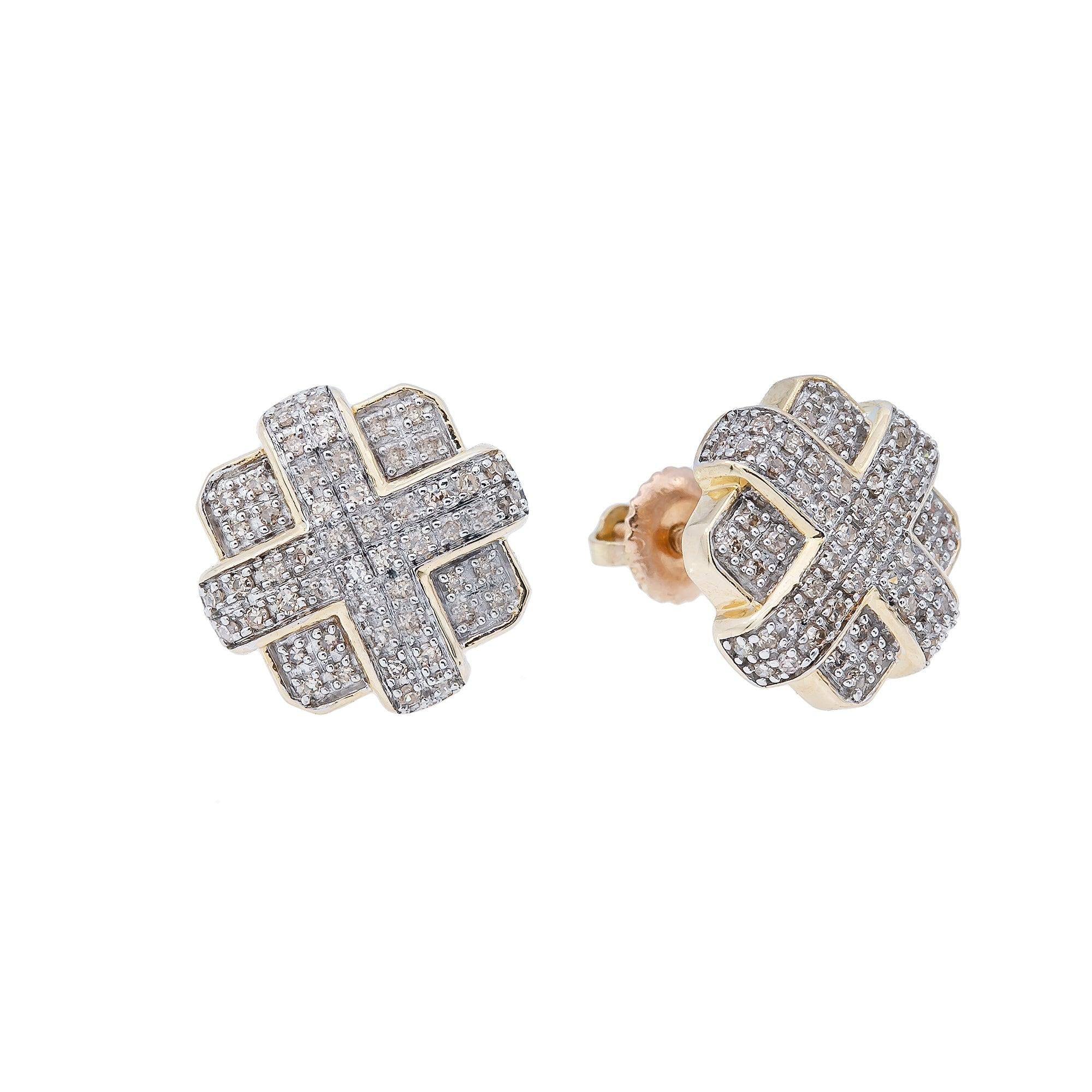 10K Yellow Gold Unisex Earrings with 0.39 CT Diamond