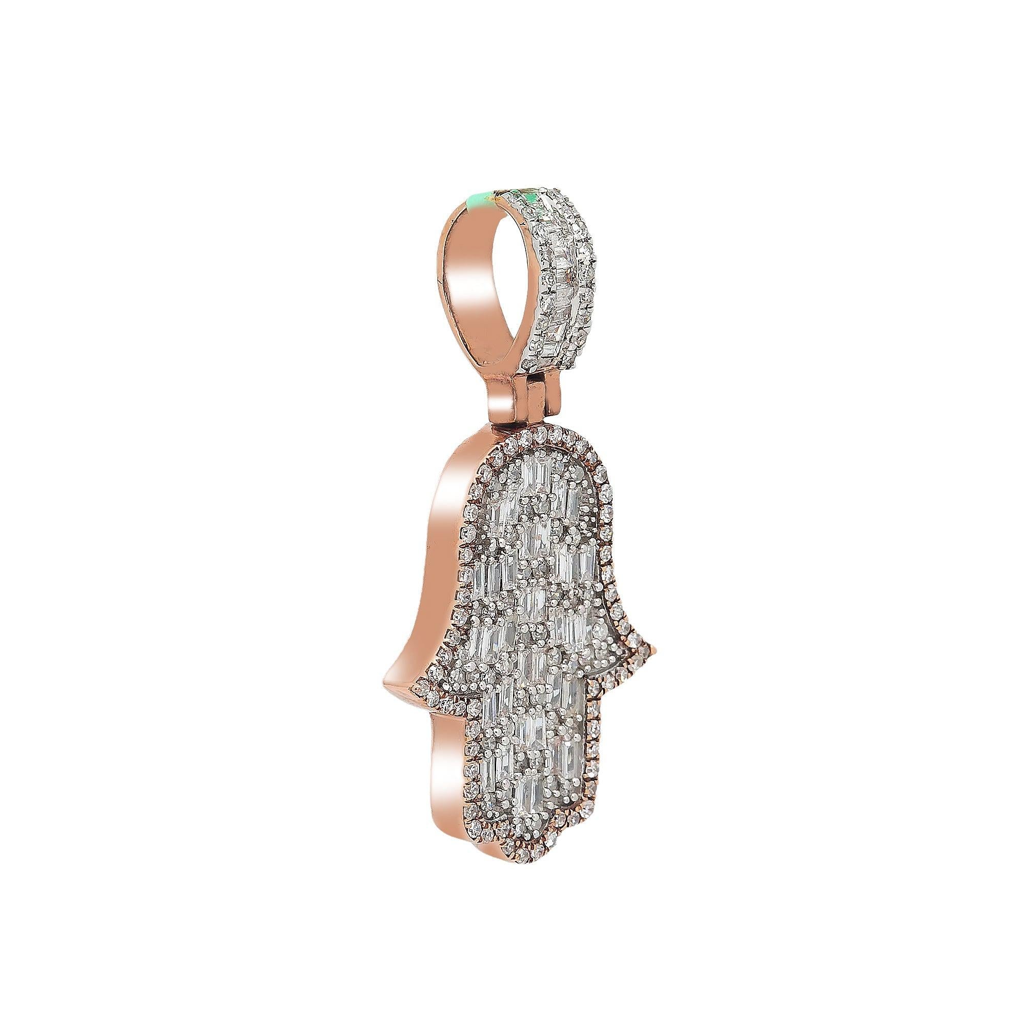 14K ROSE GOLD HAMSA PENDANT WITH 0.85 CT DIAMONDS
