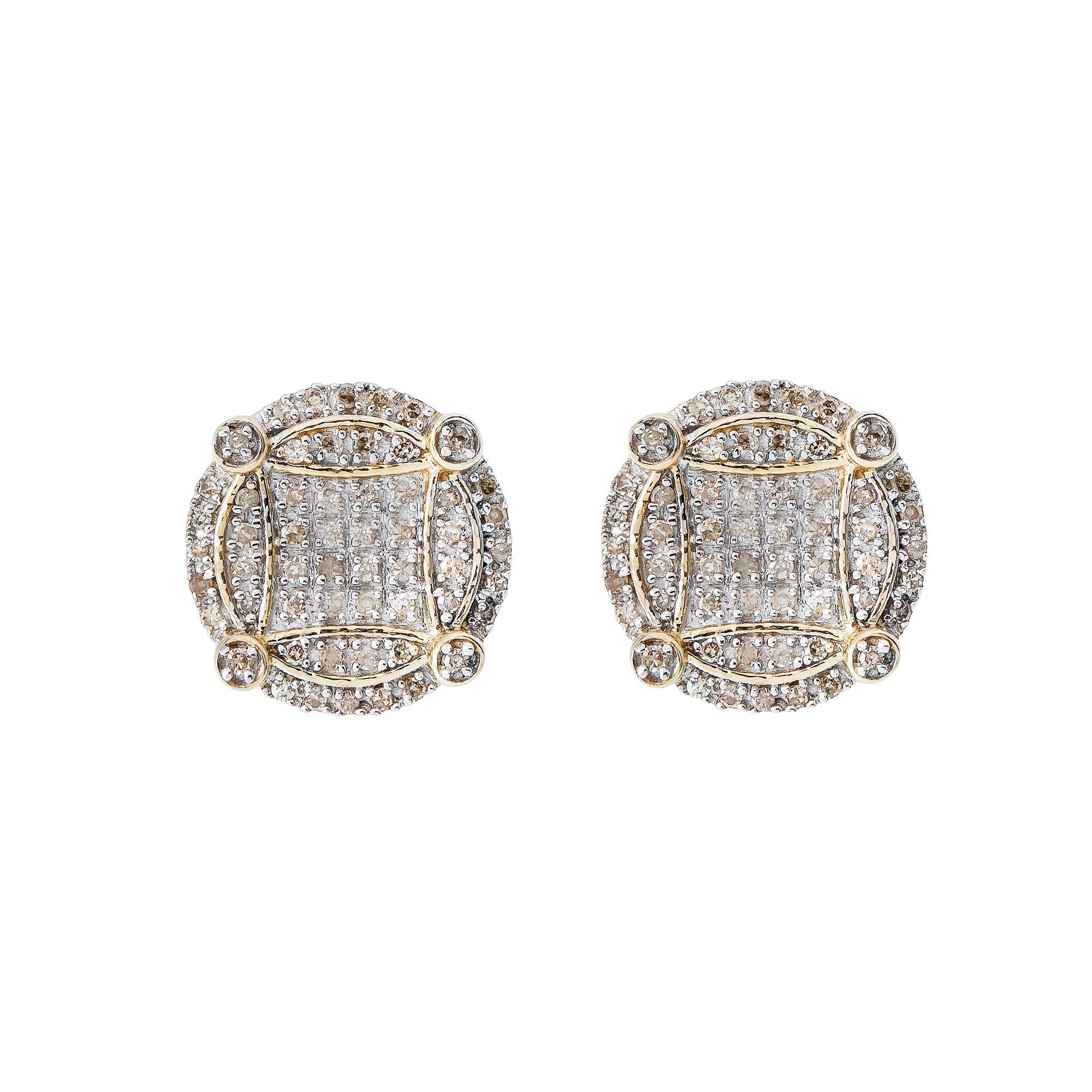 14K Yellow Gold Diamond Earrings 0.42 CT