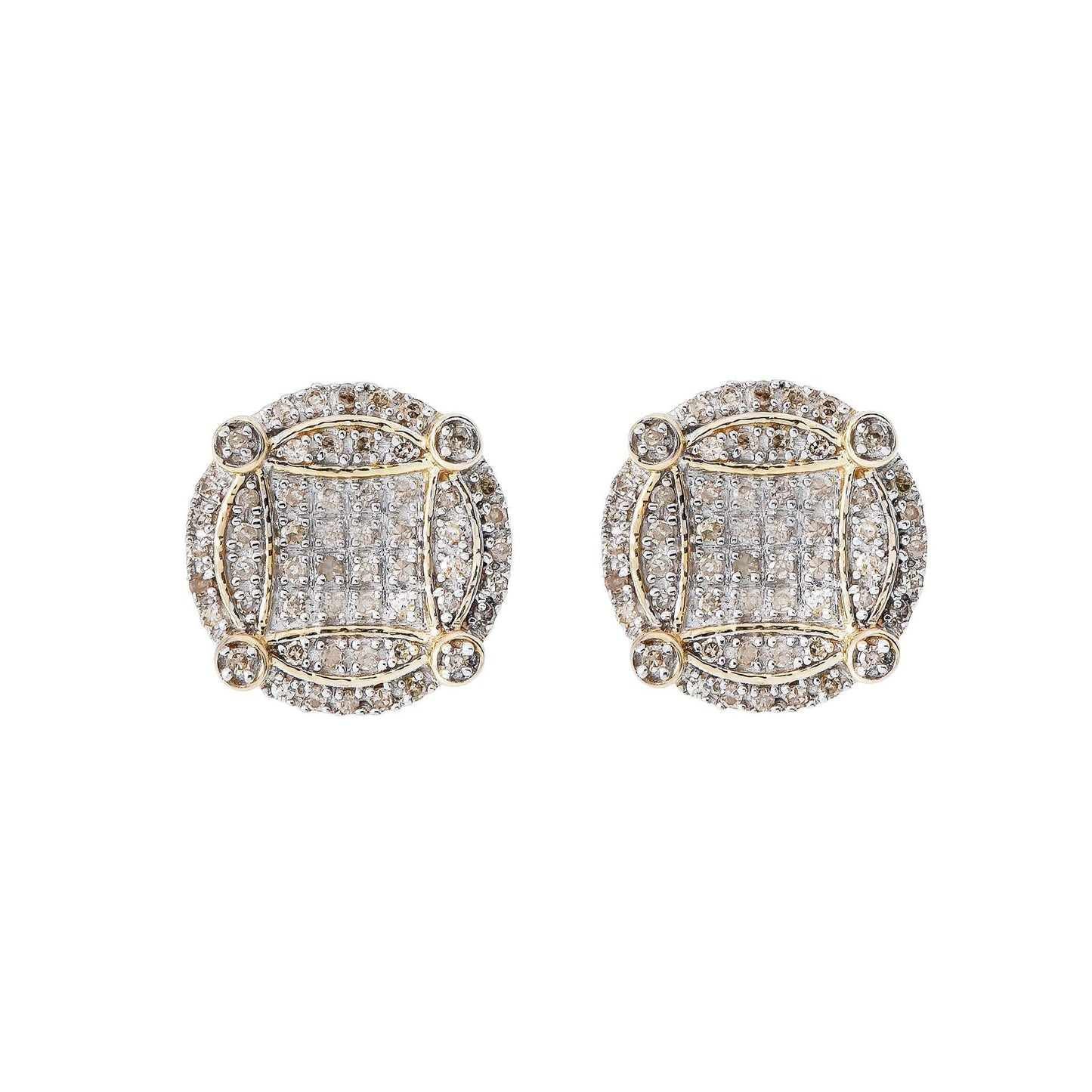 14K Yellow Gold Diamond Earrings 0.42 CT