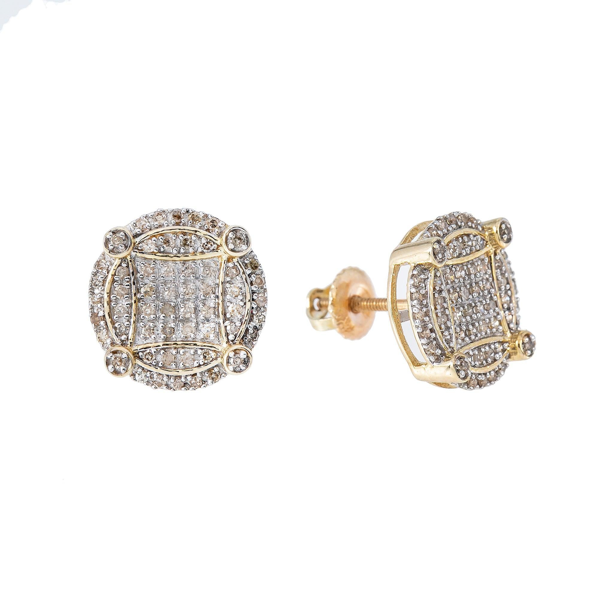 14K Yellow Gold Diamond Earrings 0.42 CT
