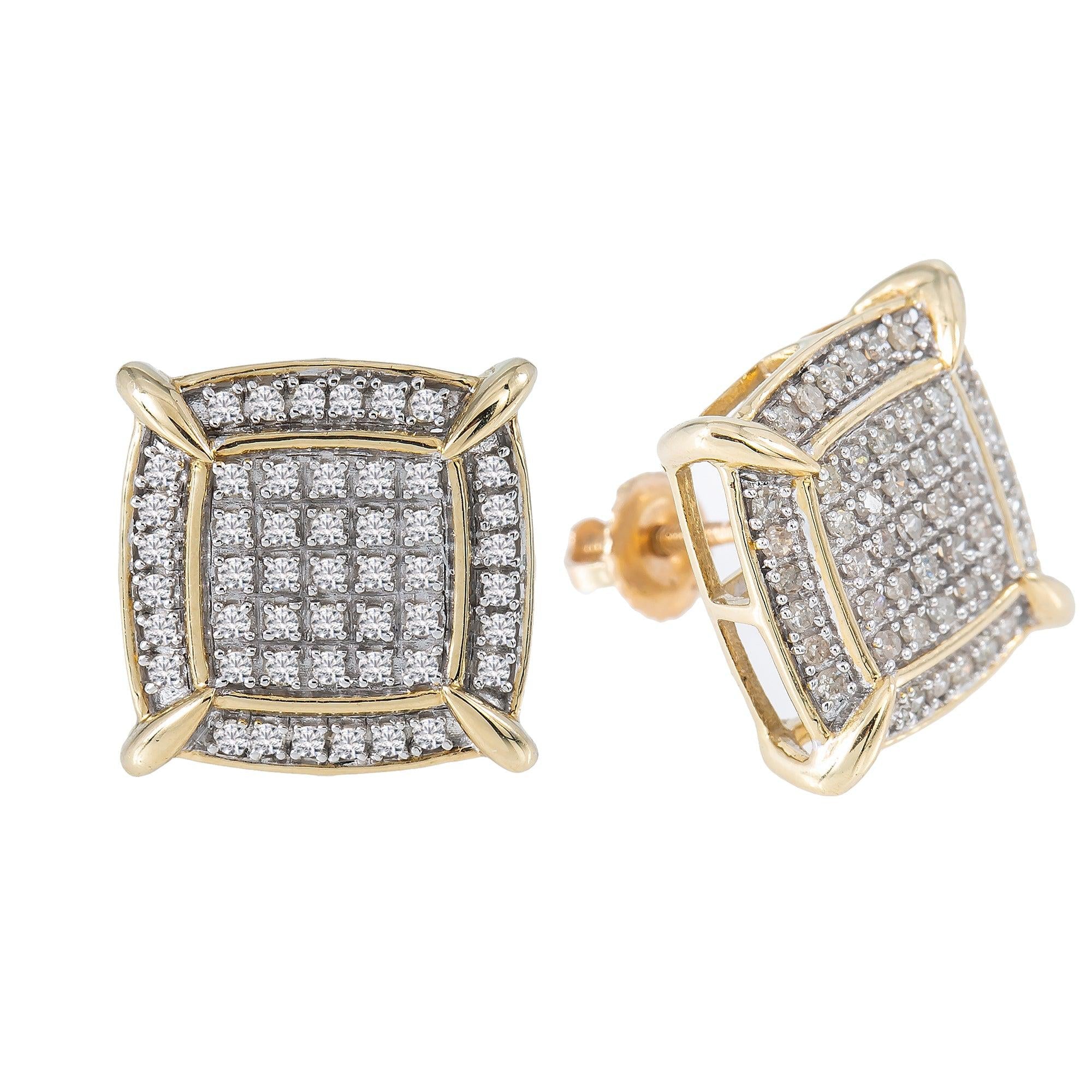 10K Yellow Gold Unisex Earrings with 0.61 CT Diamond