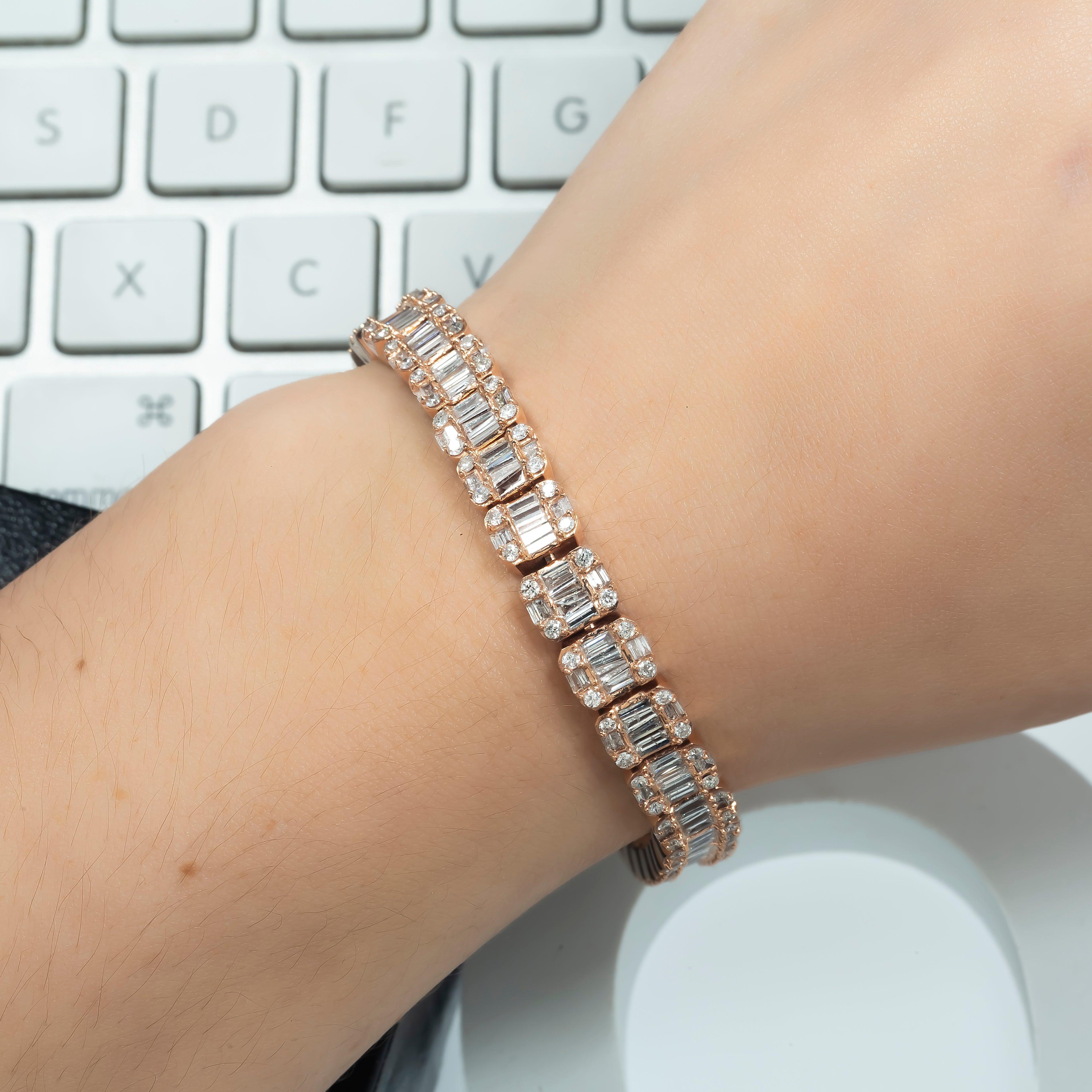 14K GOLD BAGUETTE DIAMONDS BRACELET 9.53 CT