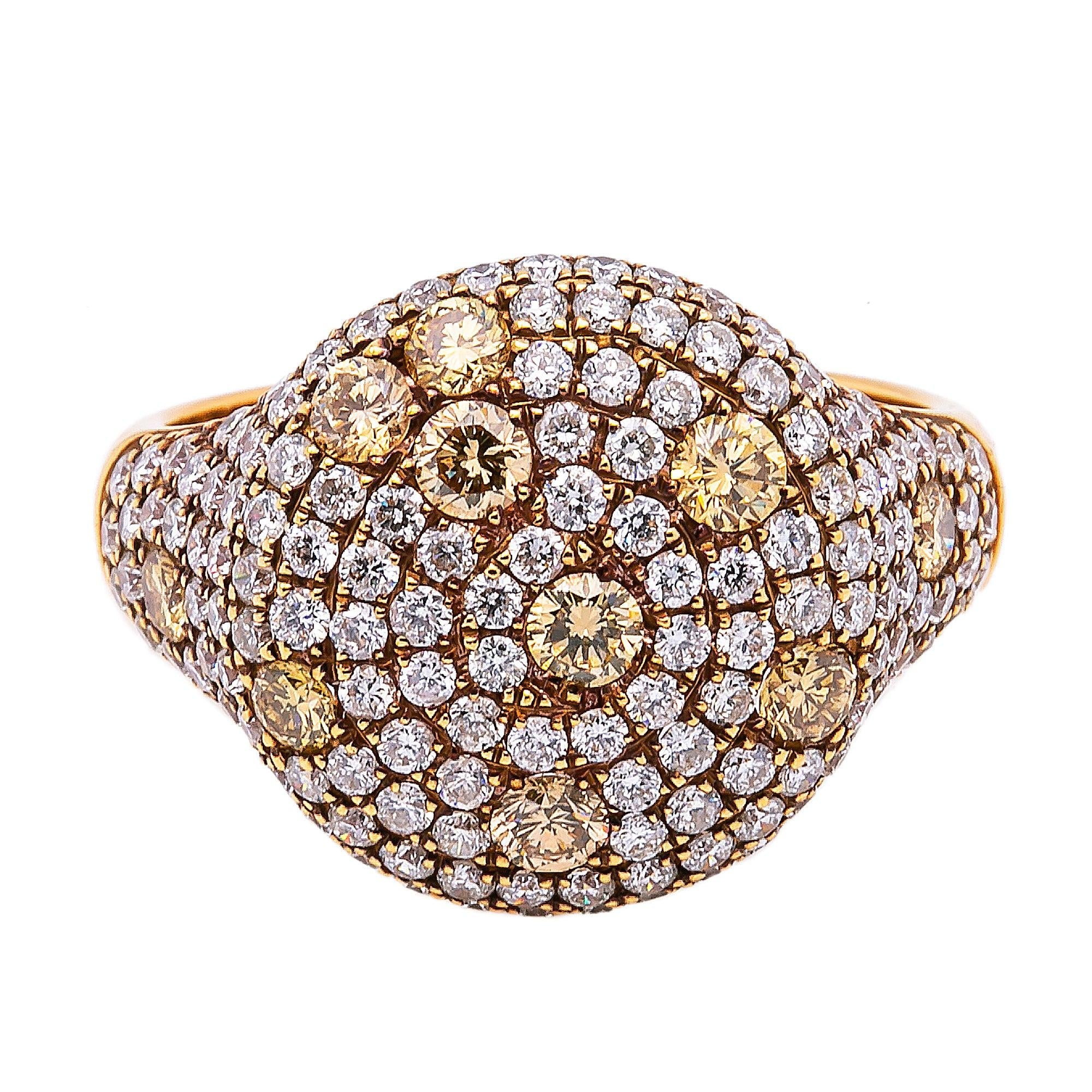 LADIES 18K YELLOW GOLD DIAMOND 2.24 CT HAND RING