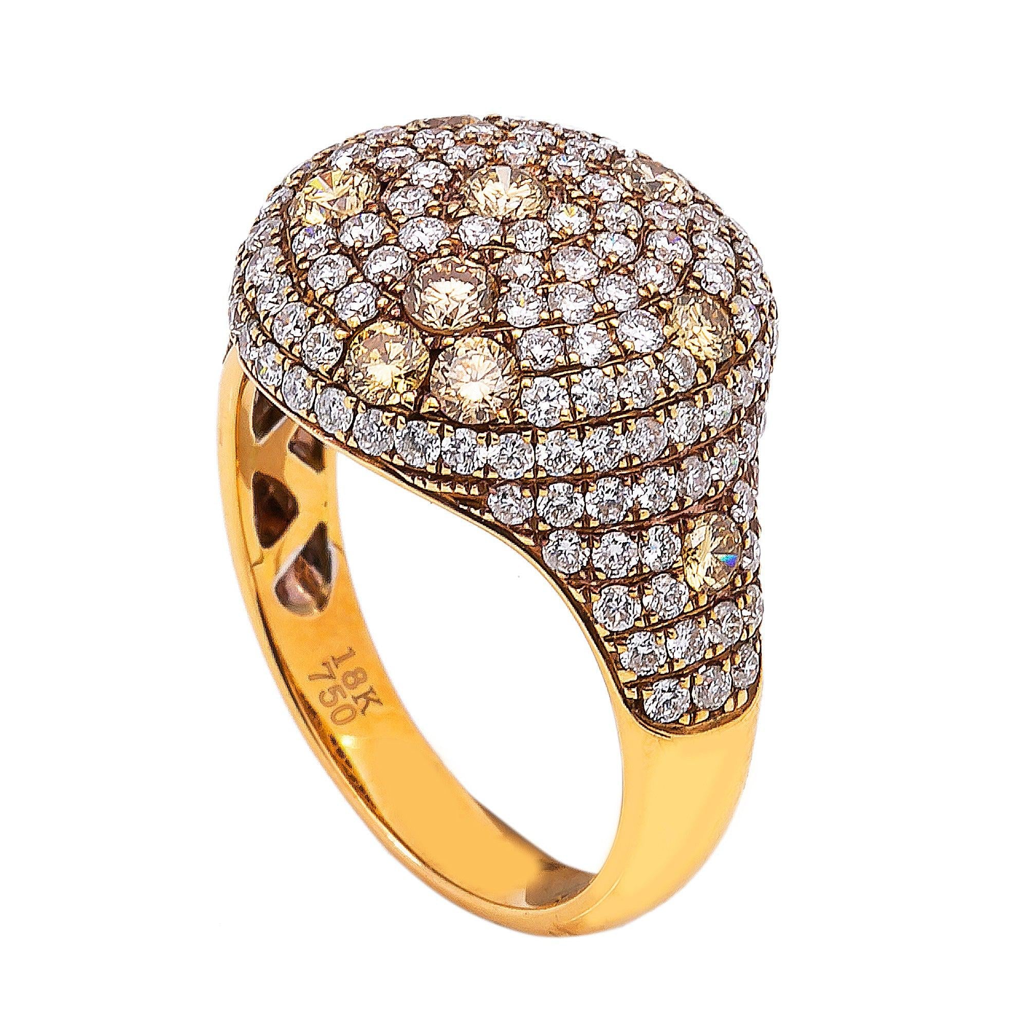 LADIES 18K YELLOW GOLD DIAMOND 2.24 CT HAND RING