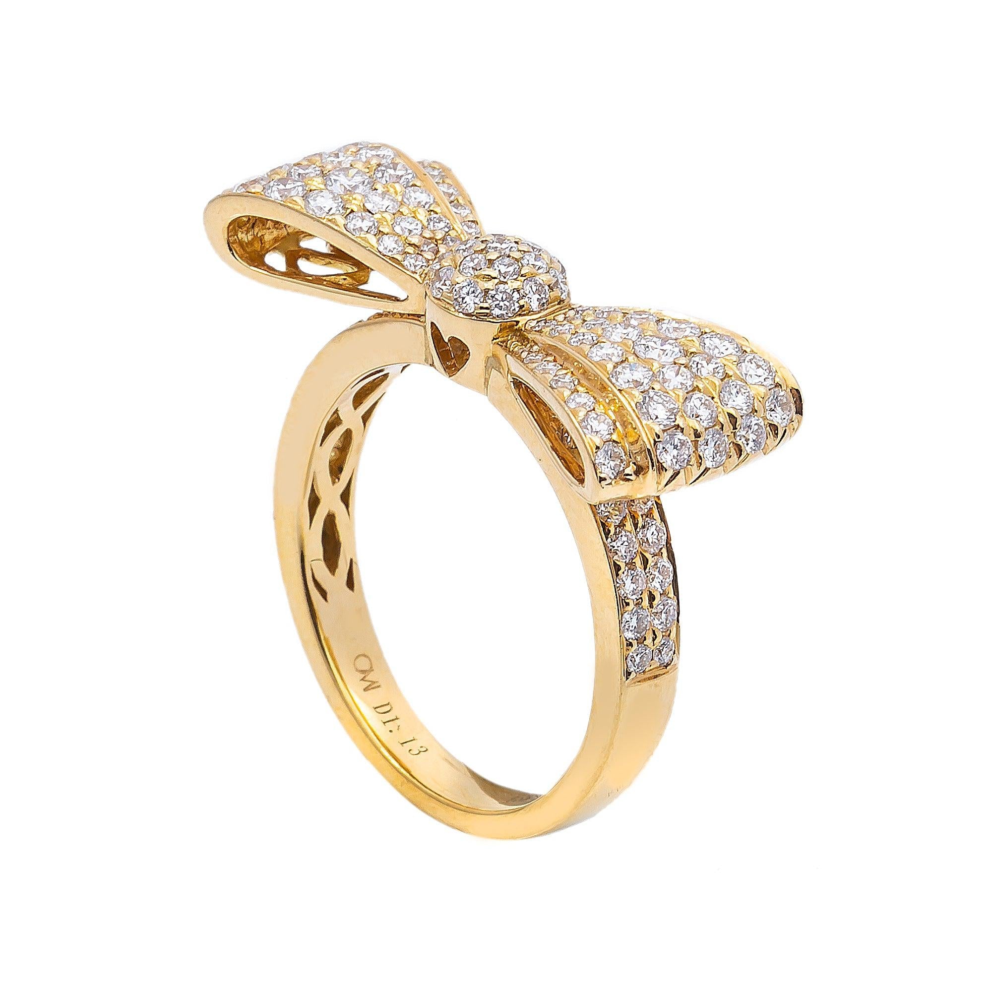 Ladies 18k Yellow Gold Diamond 1.13 CT Right Hand Ring