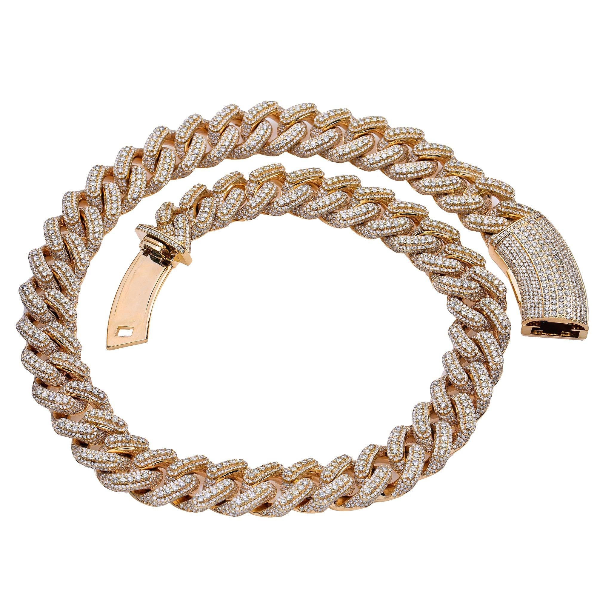 1.1 Kilo 14K YELLOW GOLD 26"/22MM CUBAN CHAIN WITH 105.18 CT DIAMONDS