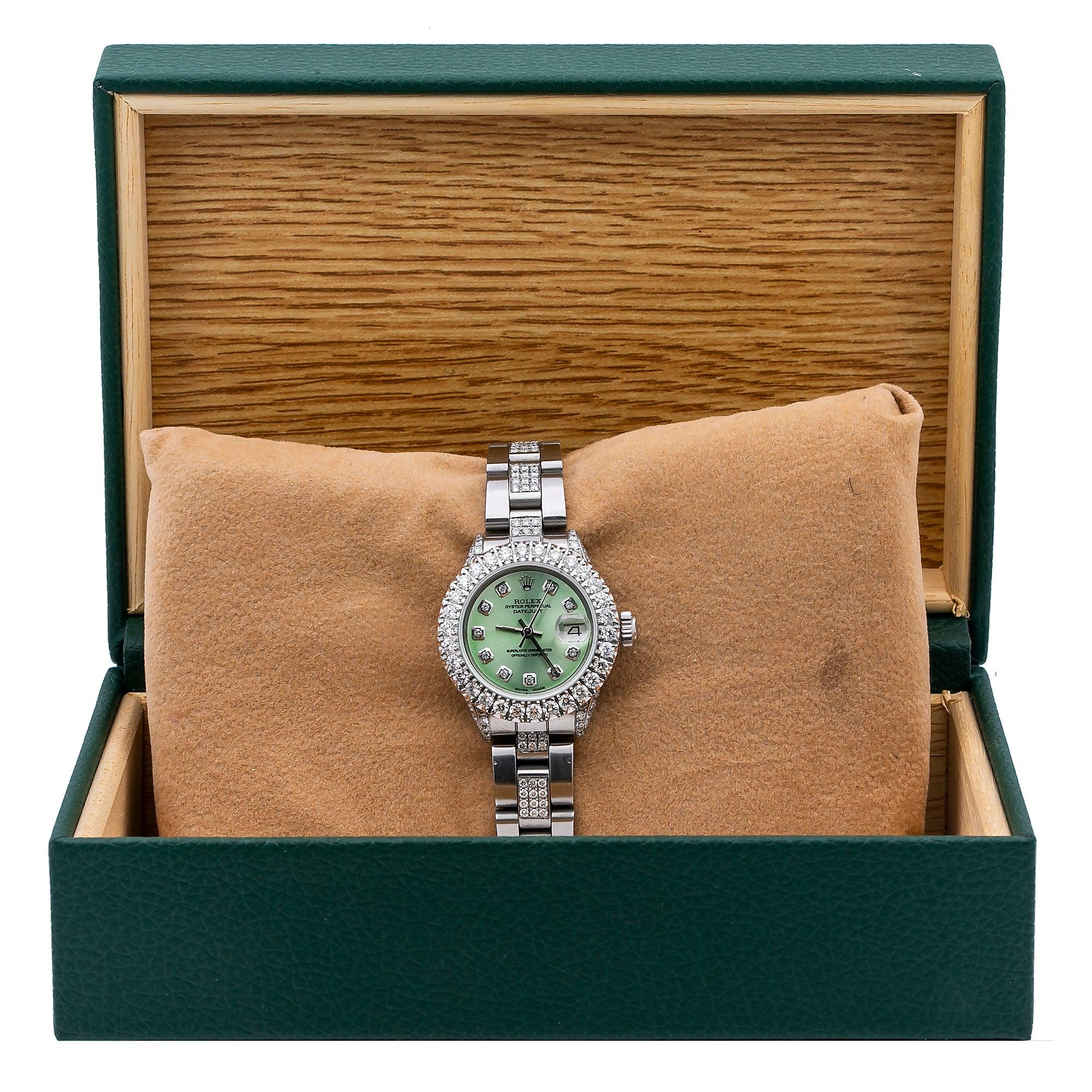 Rolex Lady-Datejust 6917 26MM Green Diamond Dial With Stainless Steel Oyster Bracelet