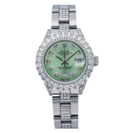 Rolex Lady-Datejust 6917 26MM Green Diamond Dial With Stainless Steel Oyster Bracelet