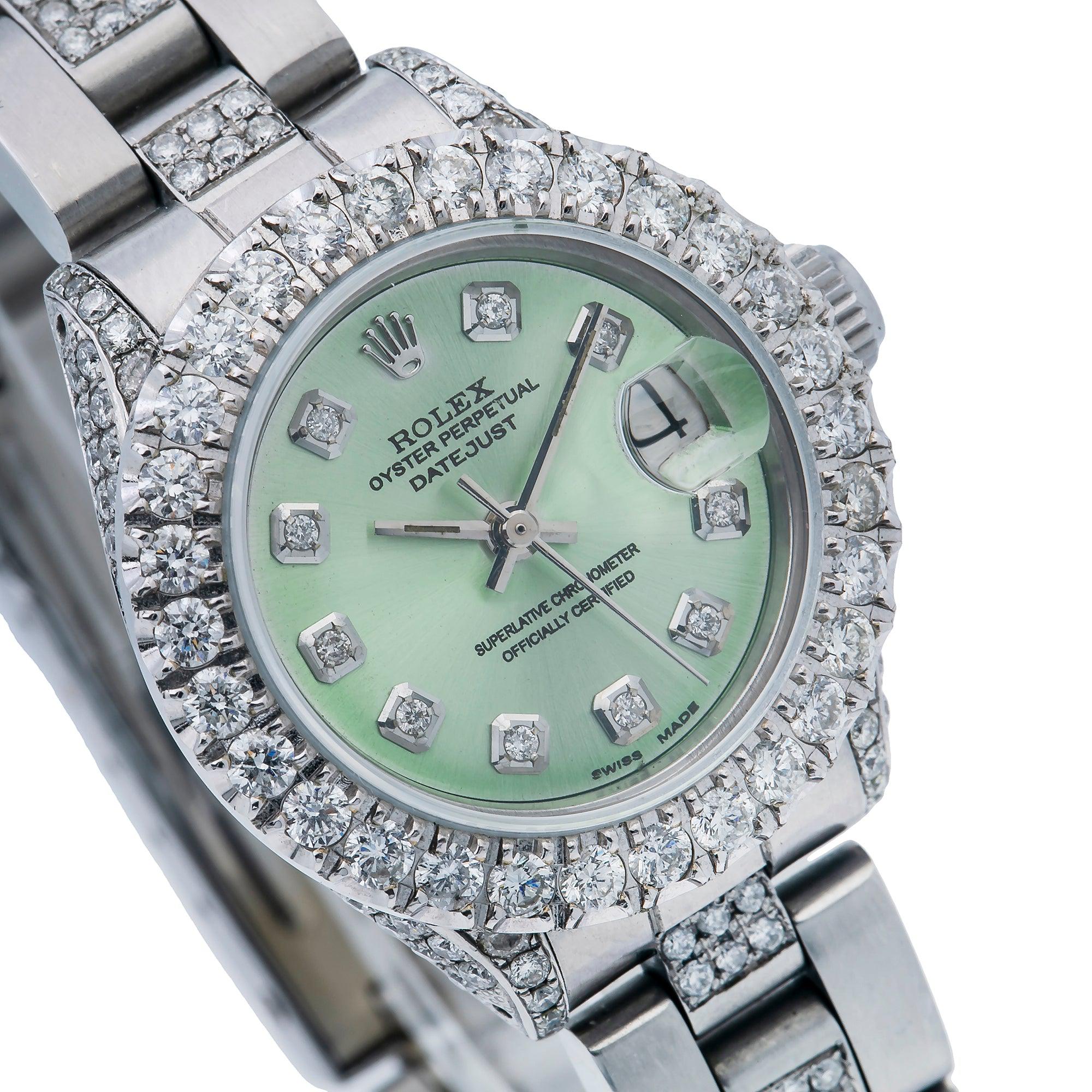 Rolex Lady-Datejust 6917 26MM Green Diamond Dial With Stainless Steel Oyster Bracelet