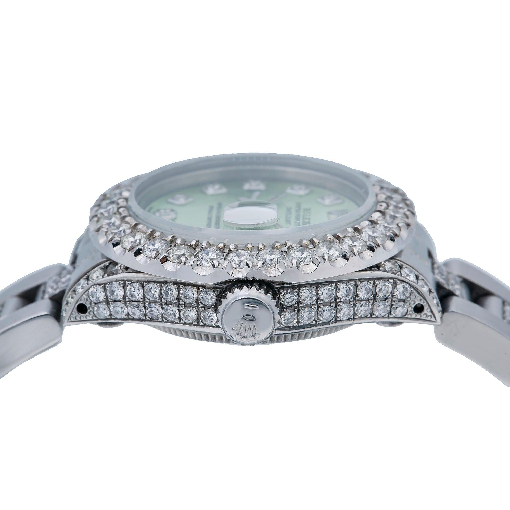 Rolex Lady-Datejust 6917 26MM Green Diamond Dial With Stainless Steel Oyster Bracelet