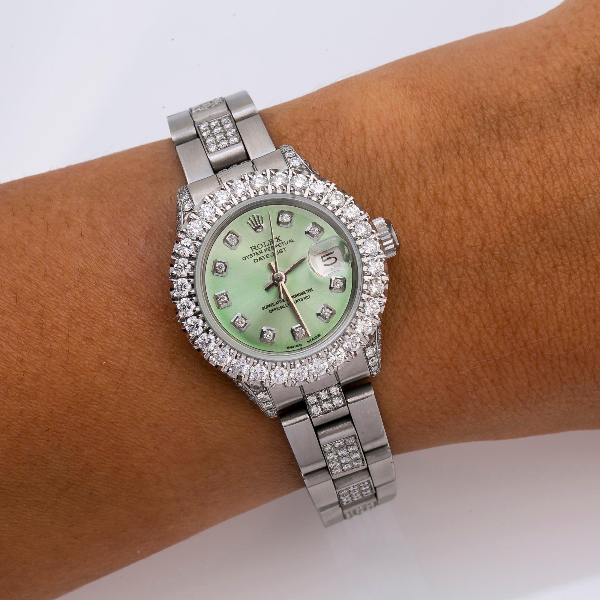 Rolex Lady-Datejust 6917 26MM Green Diamond Dial With Stainless Steel Oyster Bracelet